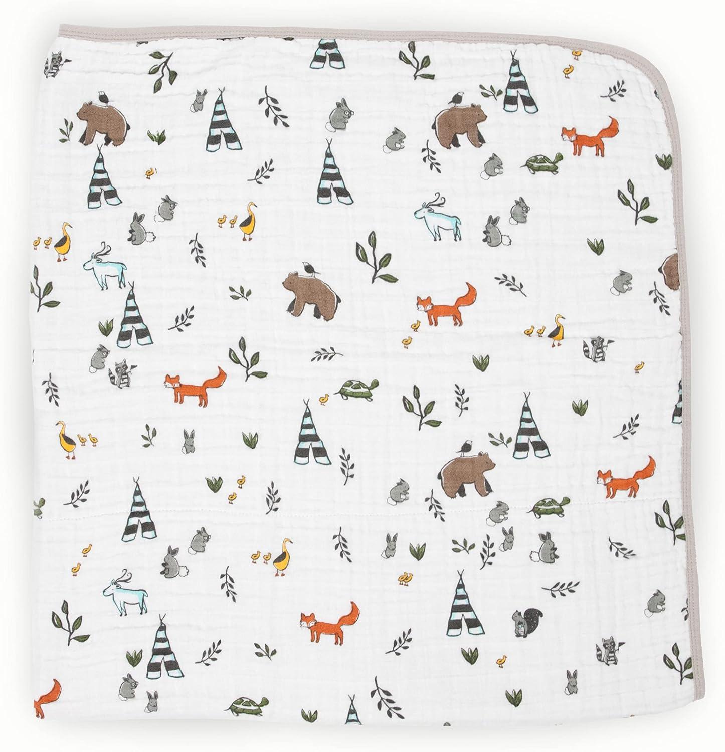 Forest Friends Black Cotton Muslin Quilt for Babies & Toddlers