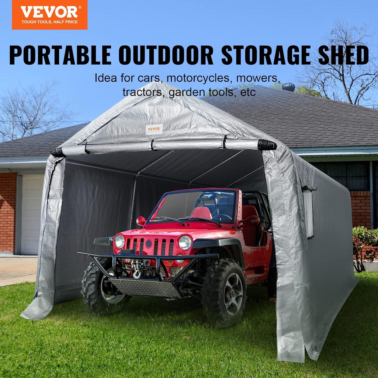 VEVOR Heavy Duty 10 ft. W x 15 ft. D Polyethylene Portable Garage Shed