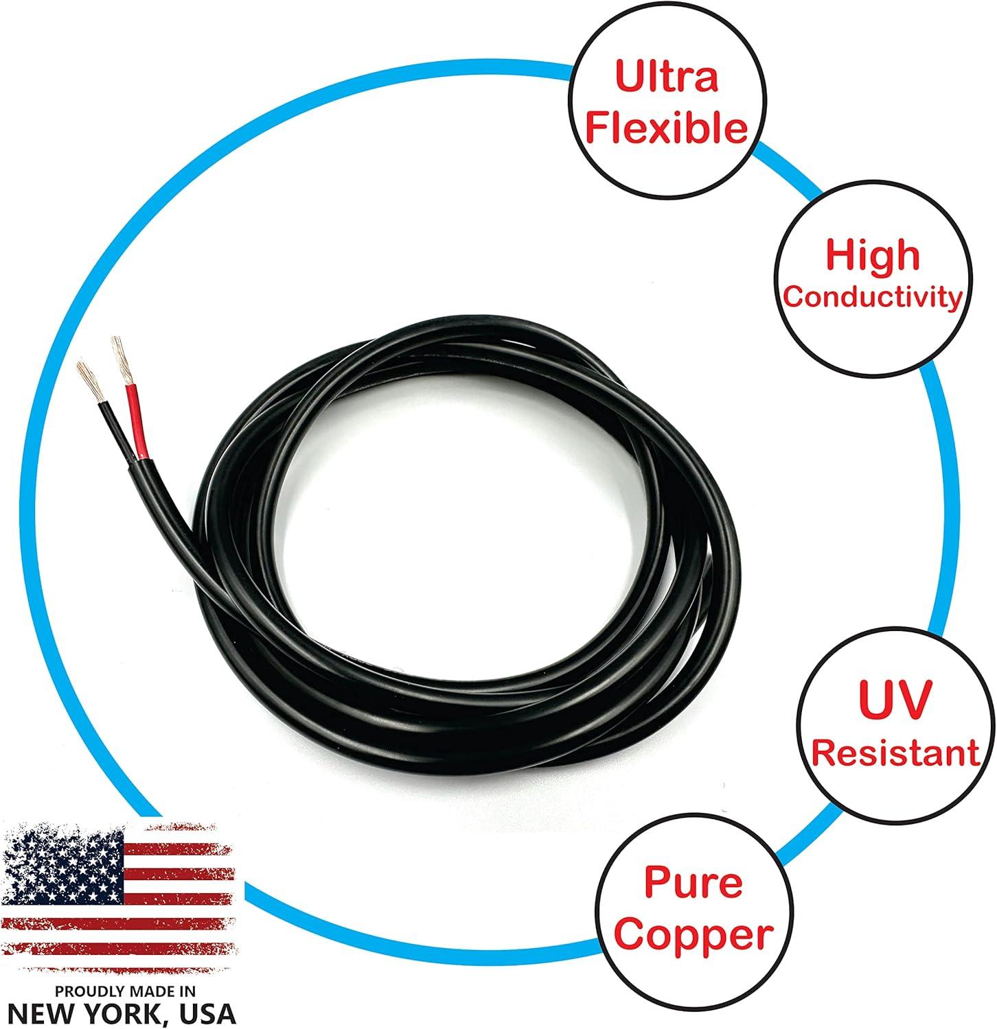 NATIONAL Wire&Cable - Premium Electrical Wire - 18 Gauge 2 Conductors - 100Ft - Made in USA