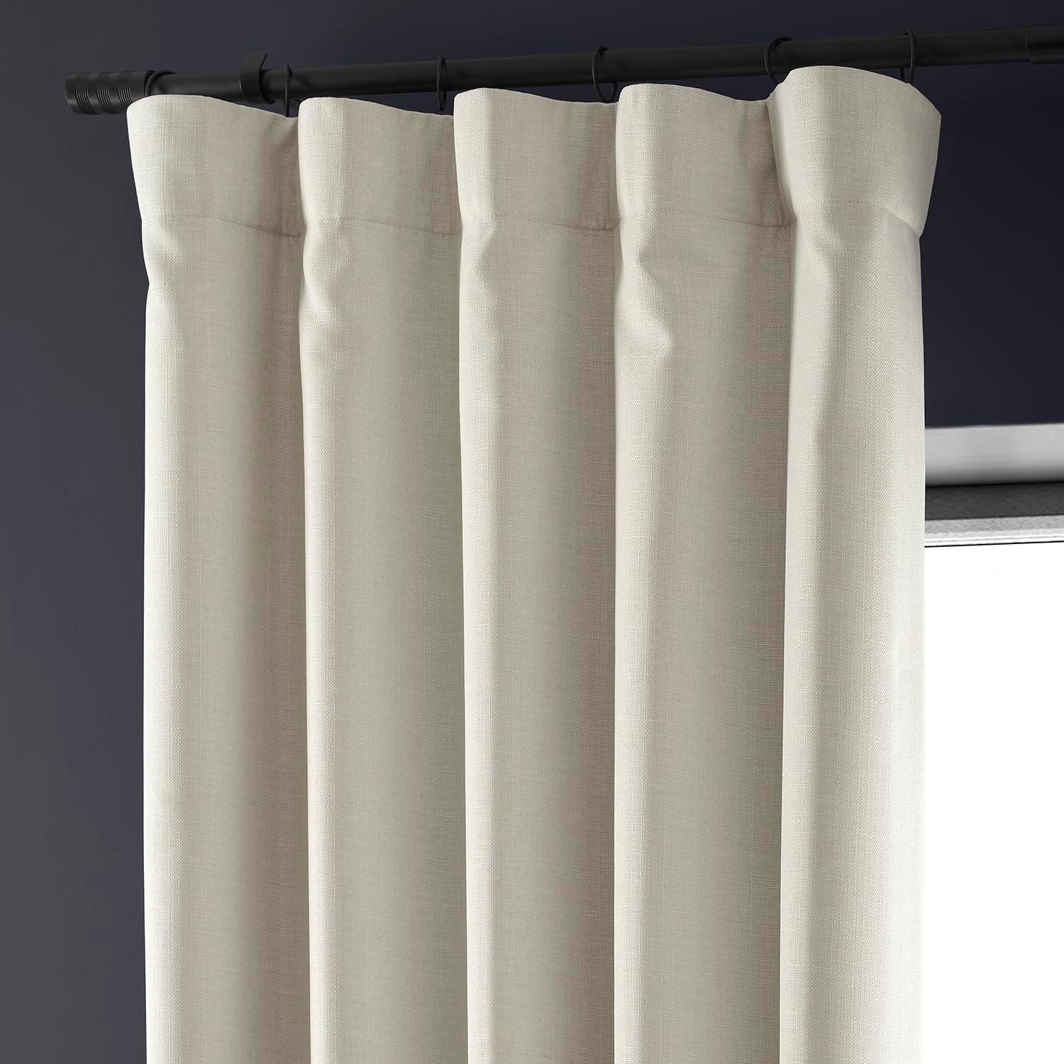 Signature Caravan Beige Faux Linen Blackout Curtain (1 Panel), Caravan Beige, 50W X 96L