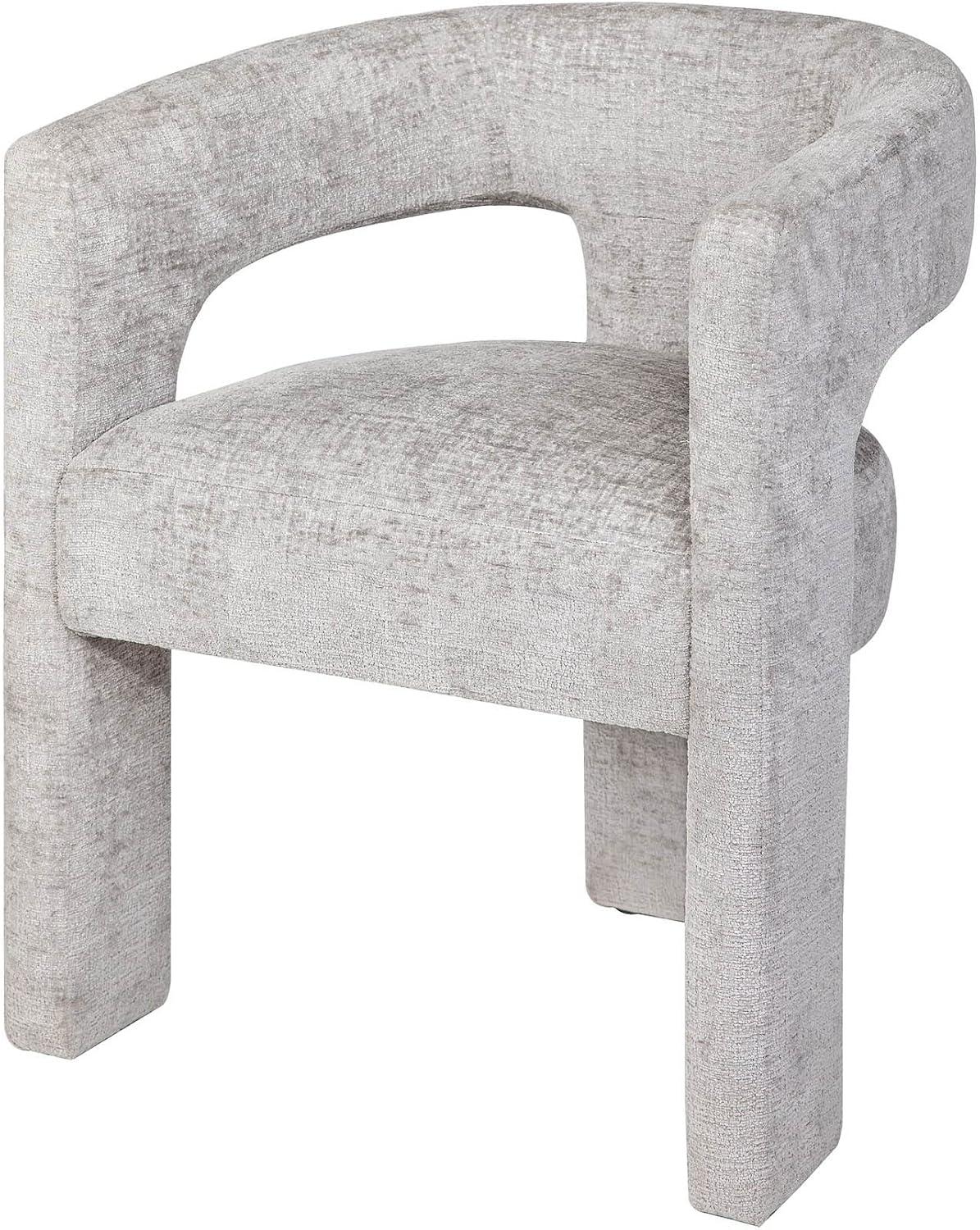 Luxurious Modern Gray Jacquard Barrel Accent Chair