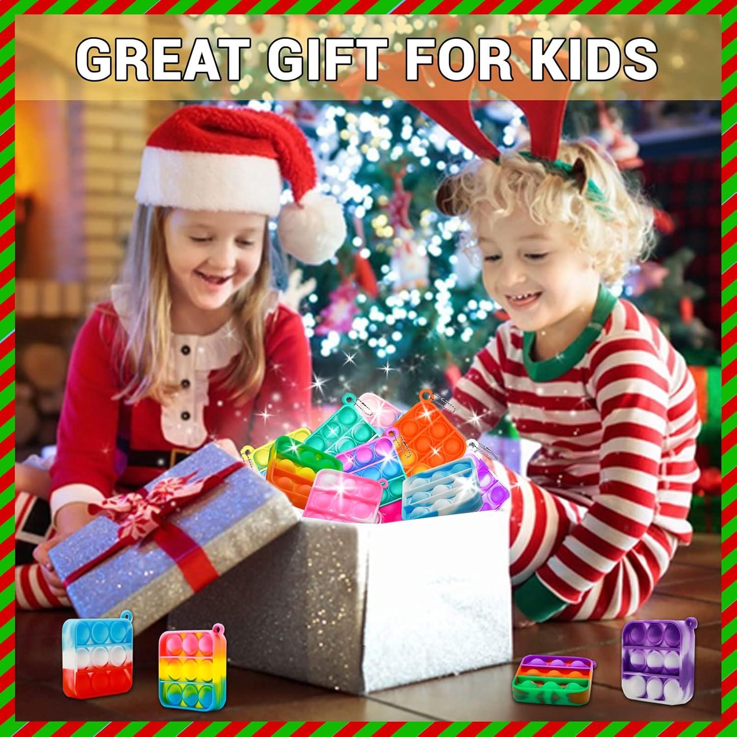 128 Pcs Party Favors Fidget Toys Bulk for Kids 6-8 Fidgets Packs Sensory Stress Bauble Mini Push Pop Keychain Treasure Box Classroom Prizes for Boy Girl Adult Easter Eggs Fillers