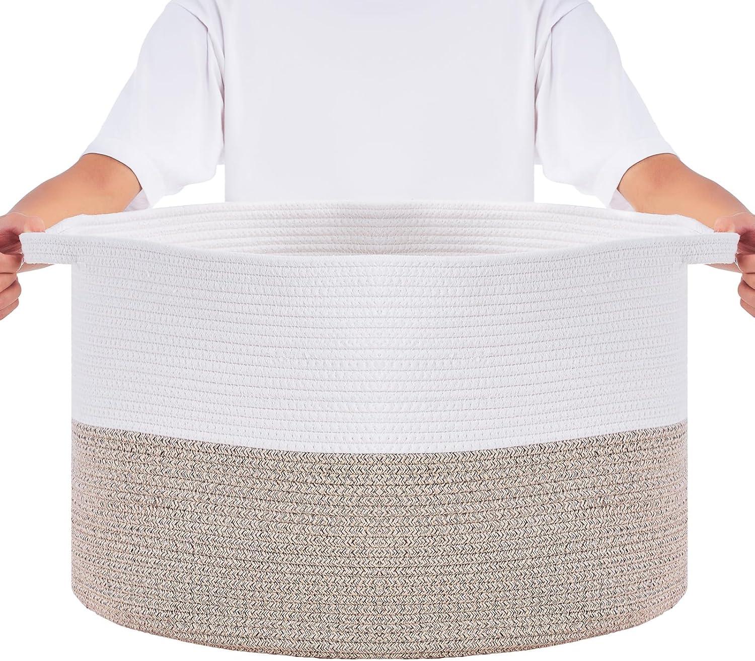 VEVOR Cotton Rope Storage Basket 67L Woven Blanket Basket 20 x 20 x 13 in