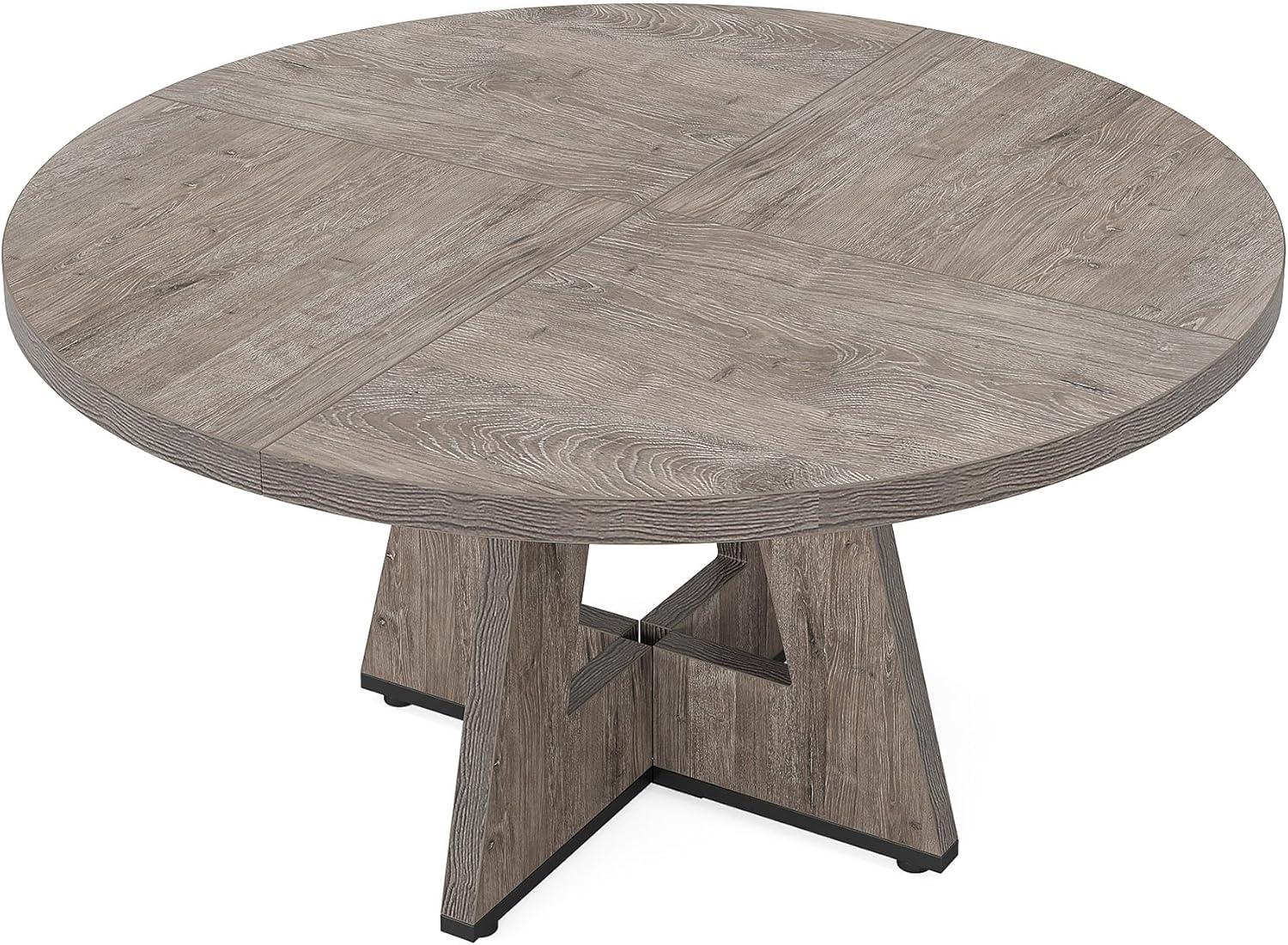 47-inch Round Dining Table Wood Dinner Table for 4-6 People Grey