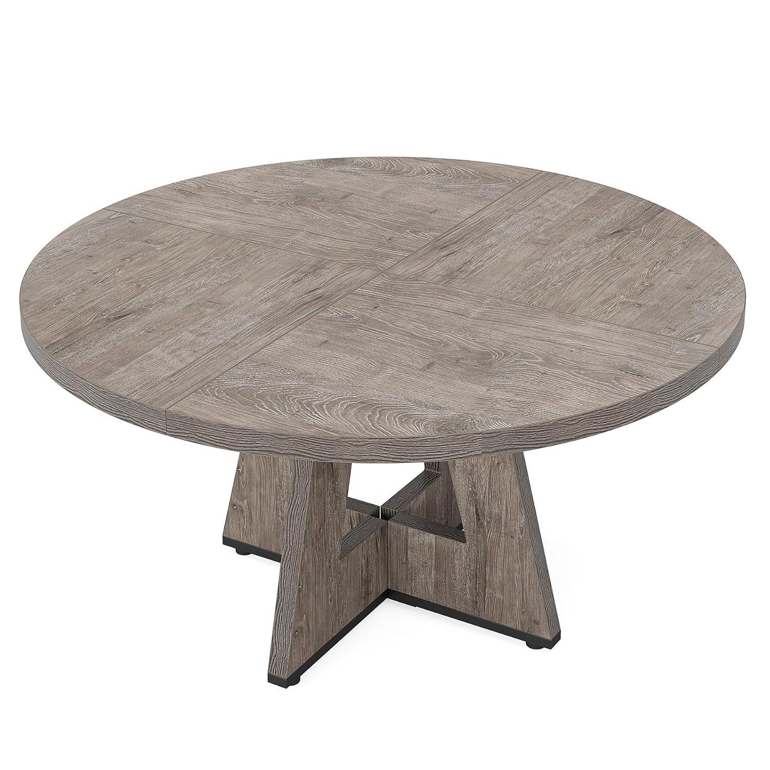 47-inch Round Dining Table Wood Dinner Table for 4-6 People Grey