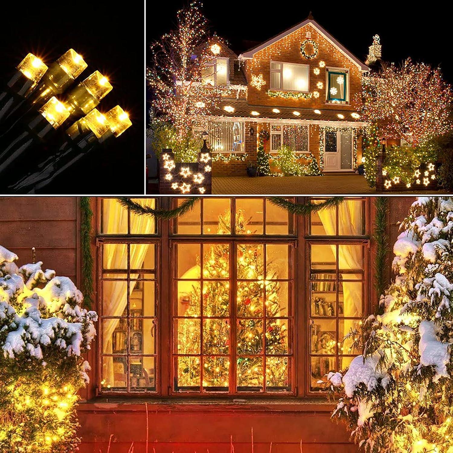 Hwkond LED Christmas Lights Solar String Lights Outdoor 72Ft 200 LED Solar Powered Christmas Lights 8 Lighting Mode Decorative Lights For Party Gardens Wedding Decoration on Clearance