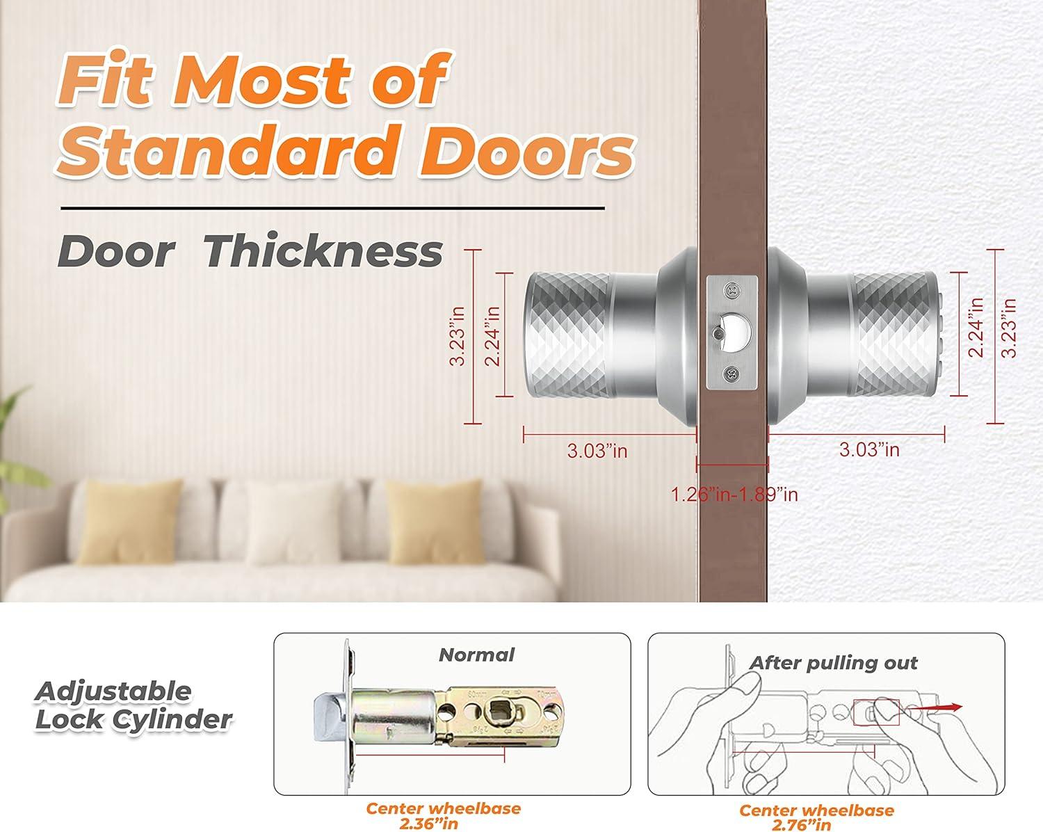 Silver Electronic Keypad Door Knob with Anti-Slip Handle