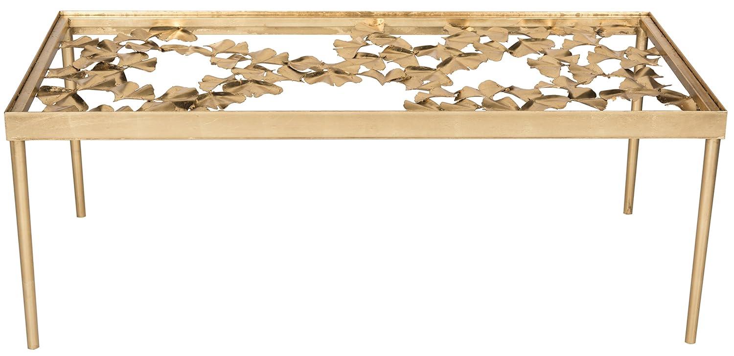 Otto Ginkgo Leaf Coffee Table - Gold/Glass - Safavieh