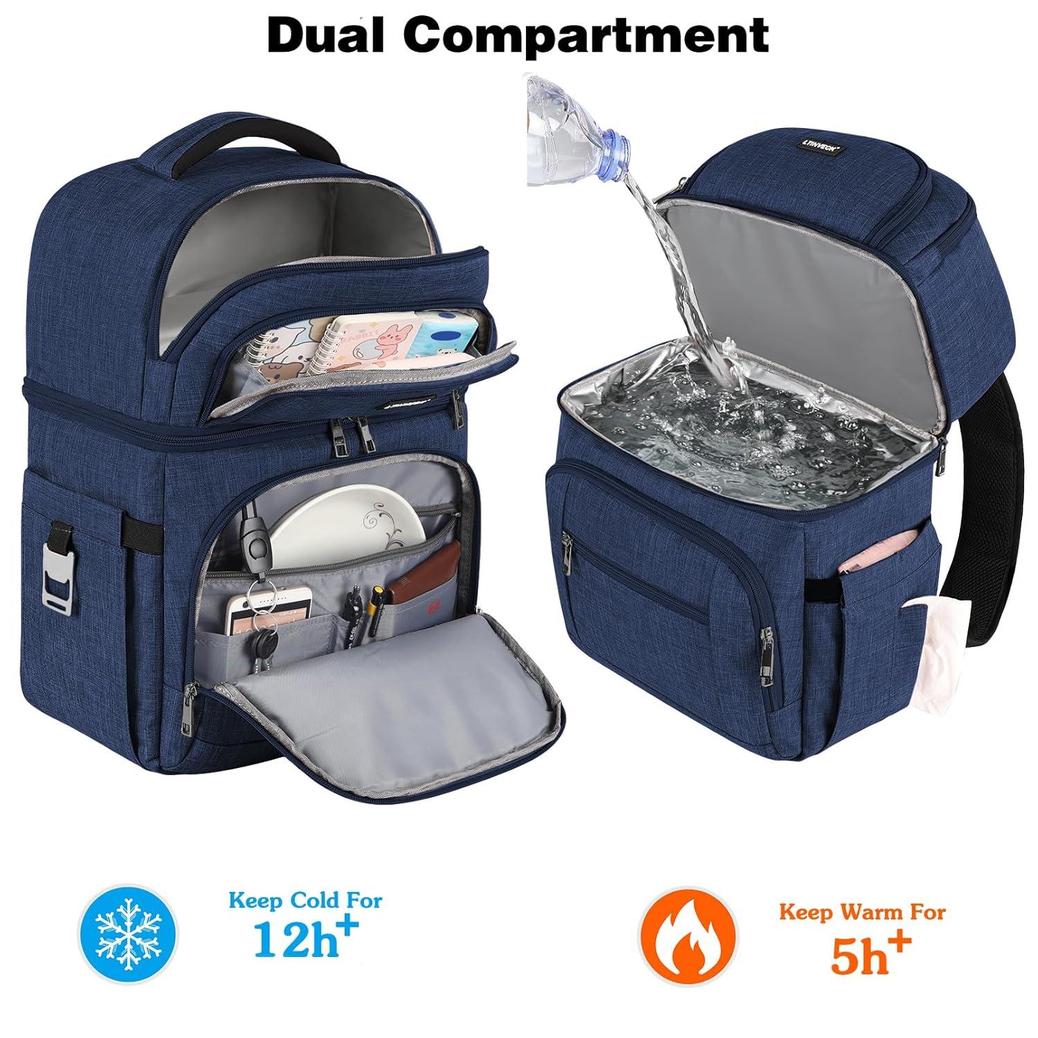 Cooler Backpack,Insulated Backpack Cooler Leakproof Double Deck Cooler Bag for Men Women RFID Lunch Backpack