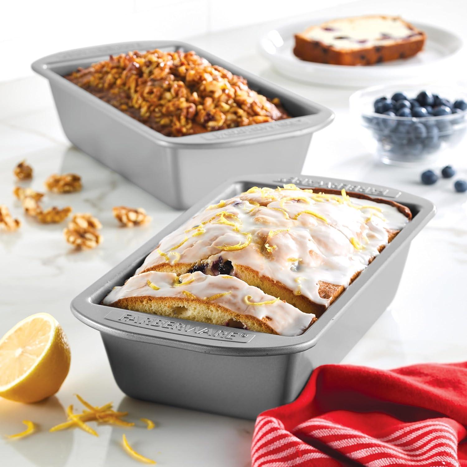 Gray Steel Nonstick Rectangular Loaf Pan Set