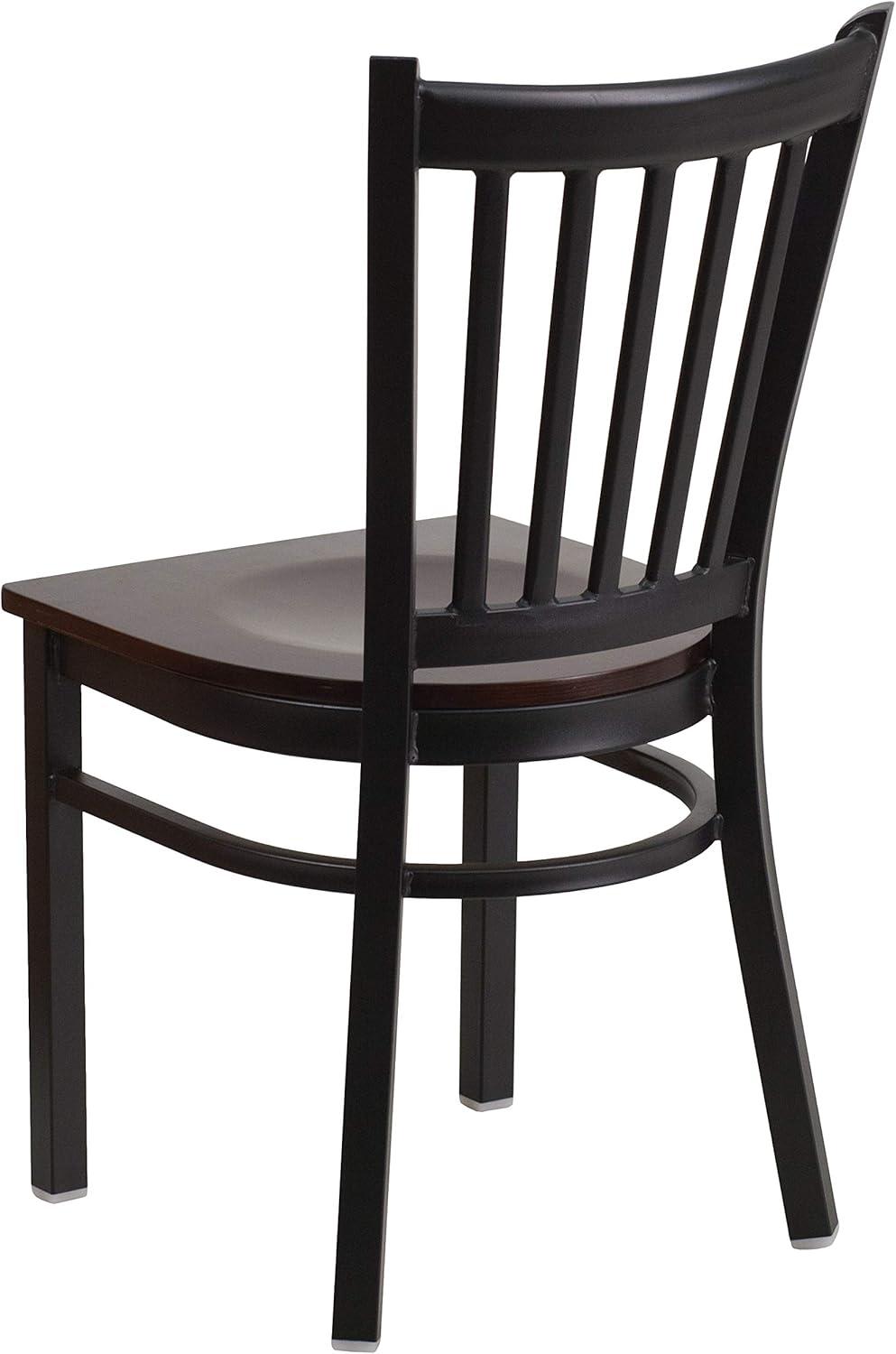 Flash Furniture HERCULES Series Black Vertical Back Metal Restaurant Chair - Walnut Wood Seat