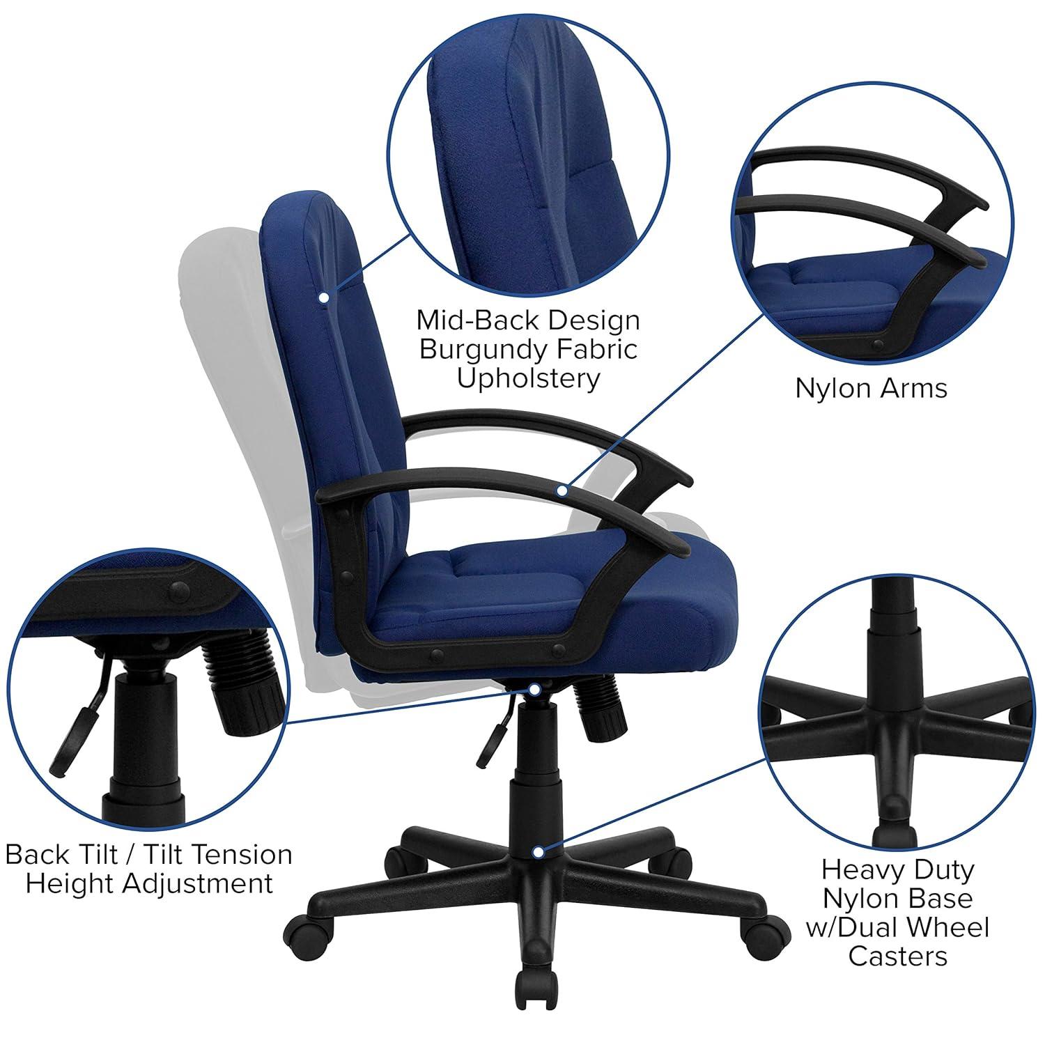 Flash Furniture Mid-Back Fabric Executive Swivel Office Chair with Nylon Arms (Set of 2)