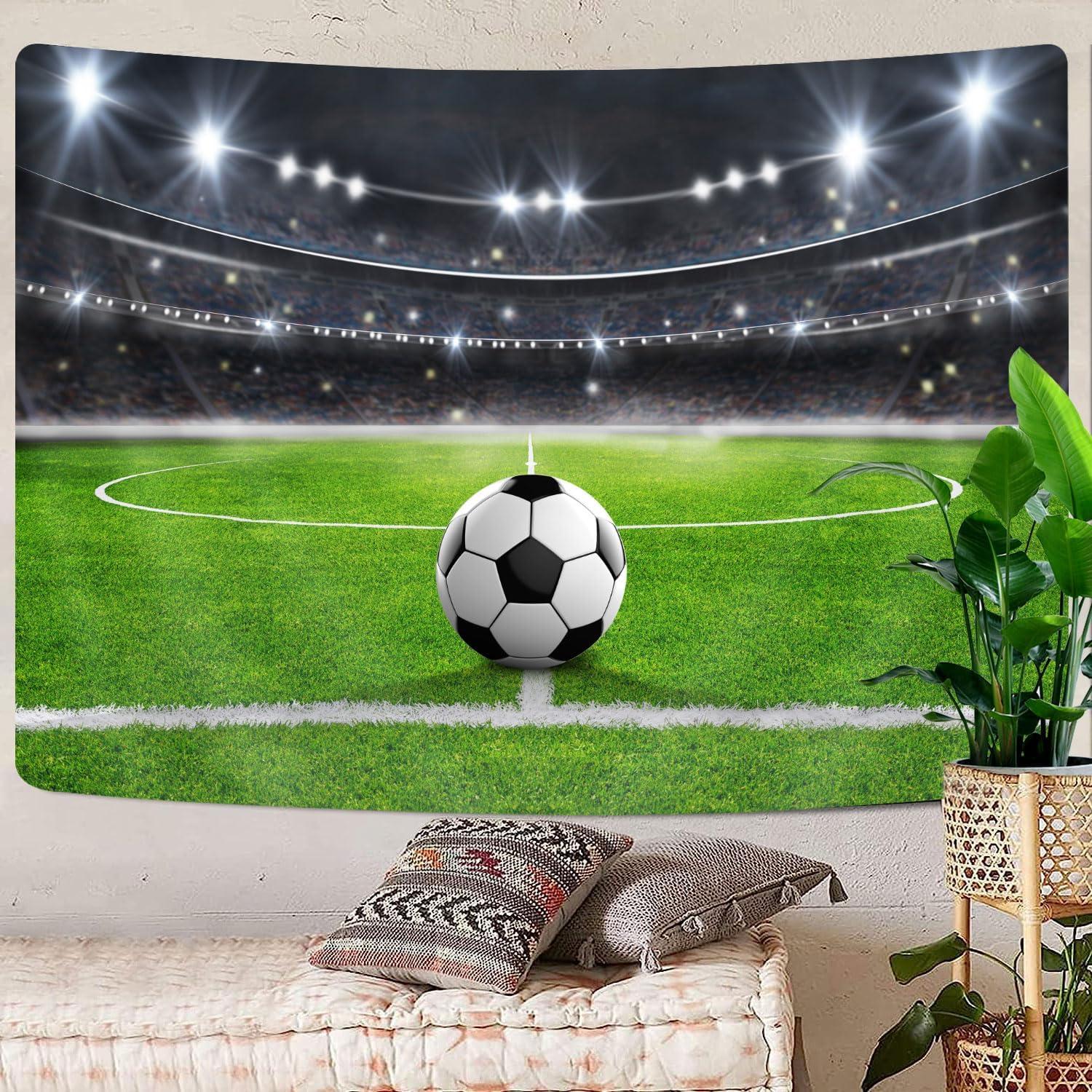 Creowell Soccer Decor Tapestry, Football Sports Tapestry Wall Hanging for Boys Bedroom, Small Tapestries Poster Blanket College Dorm Home Decorations  40x60inch