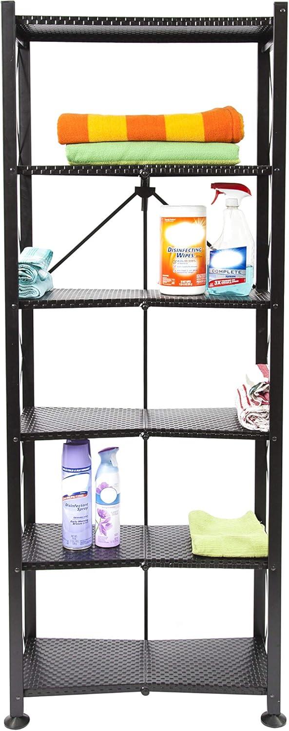 Origami Foldable 6-Shelf Classic Stamped Steel Bookcase