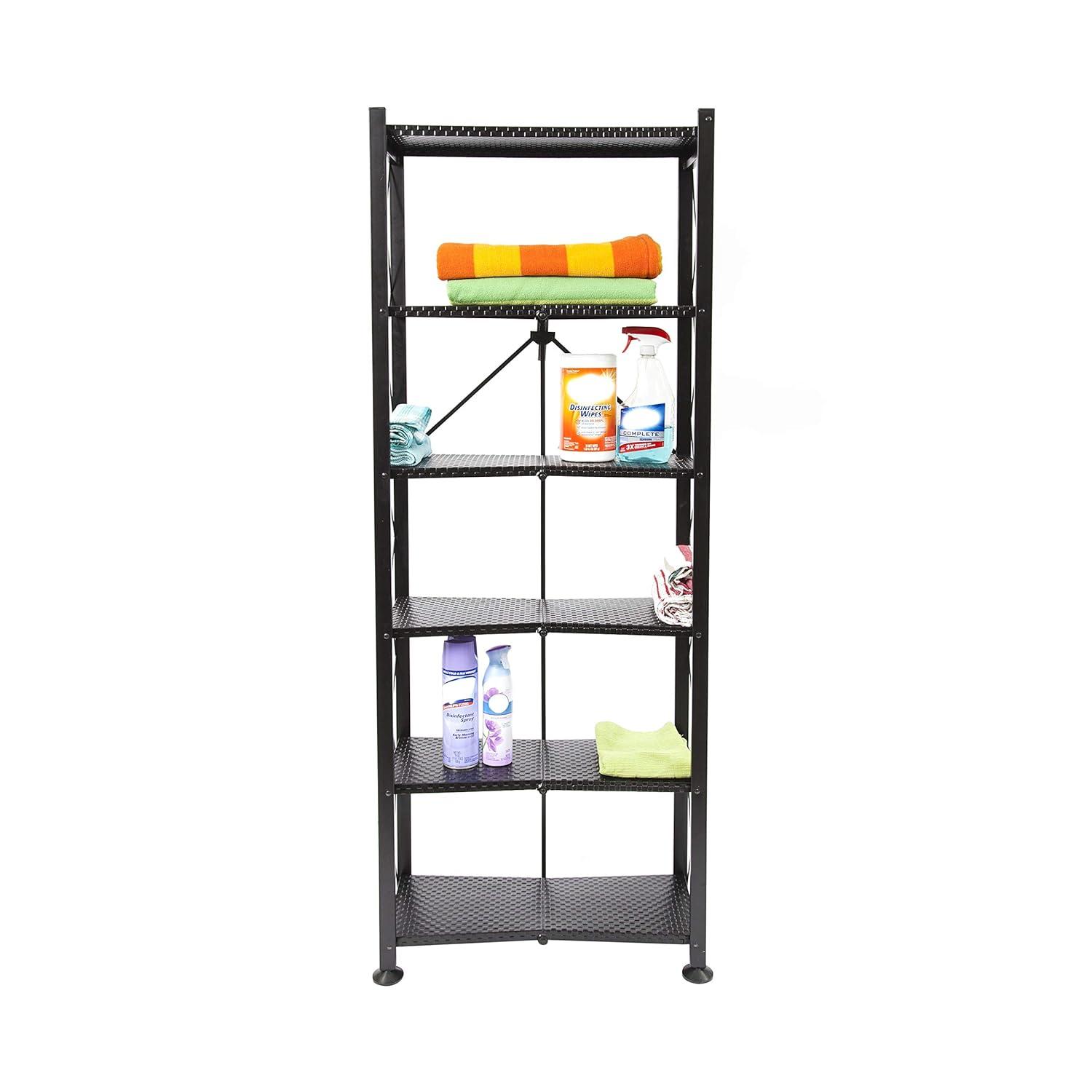 Origami Foldable 6-Shelf Classic Stamped Steel Bookcase