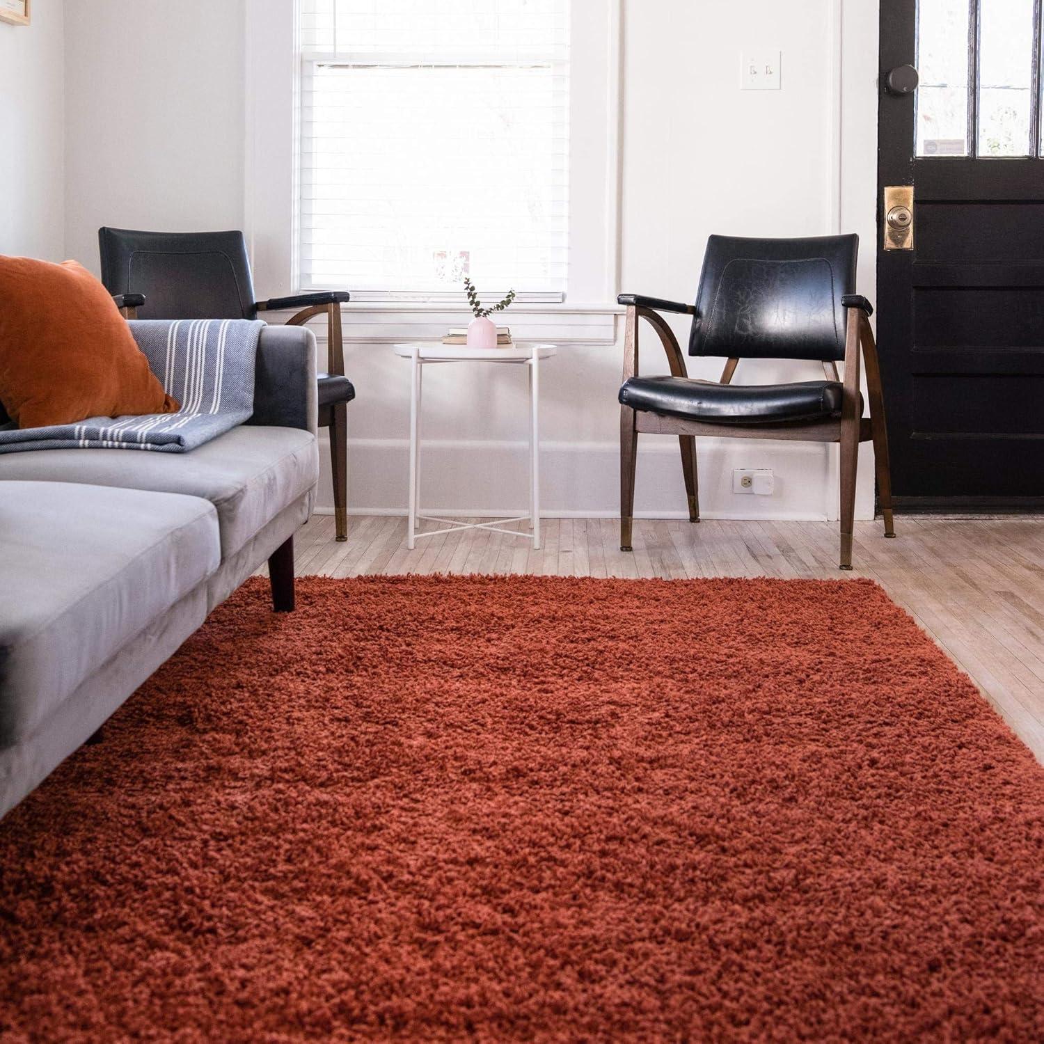Unique Loom 8' 0 x 11' 0 Rectangle Solid Shag Terracotta Area Rug