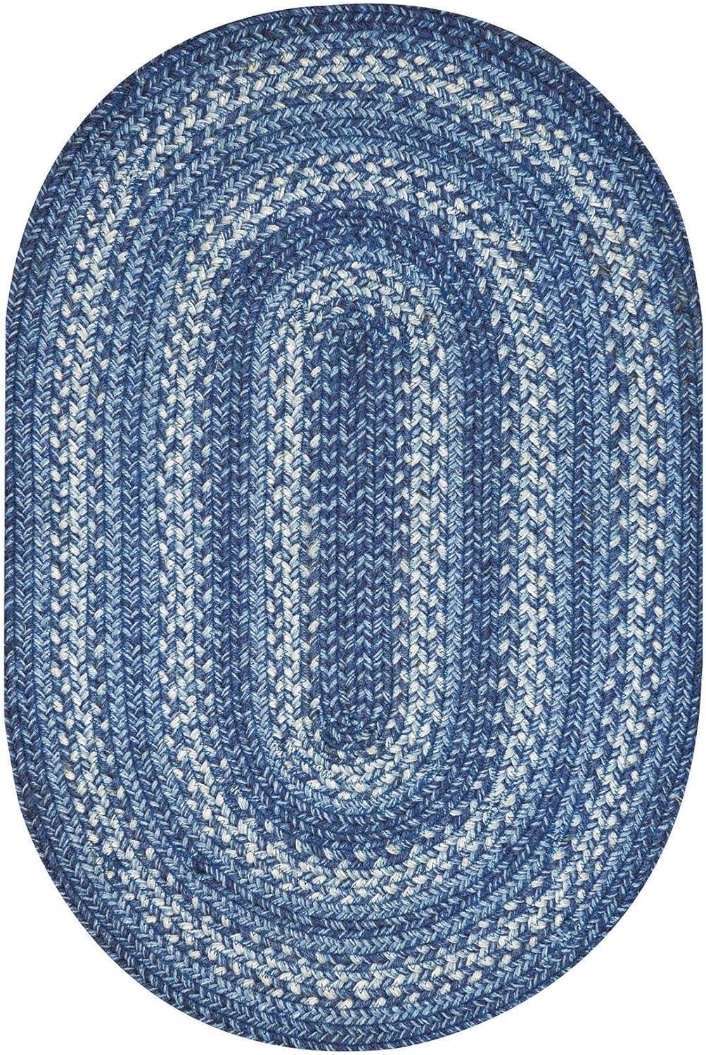 Denim Delight Handmade Viscose 4' x 6' Oval Braided Rug