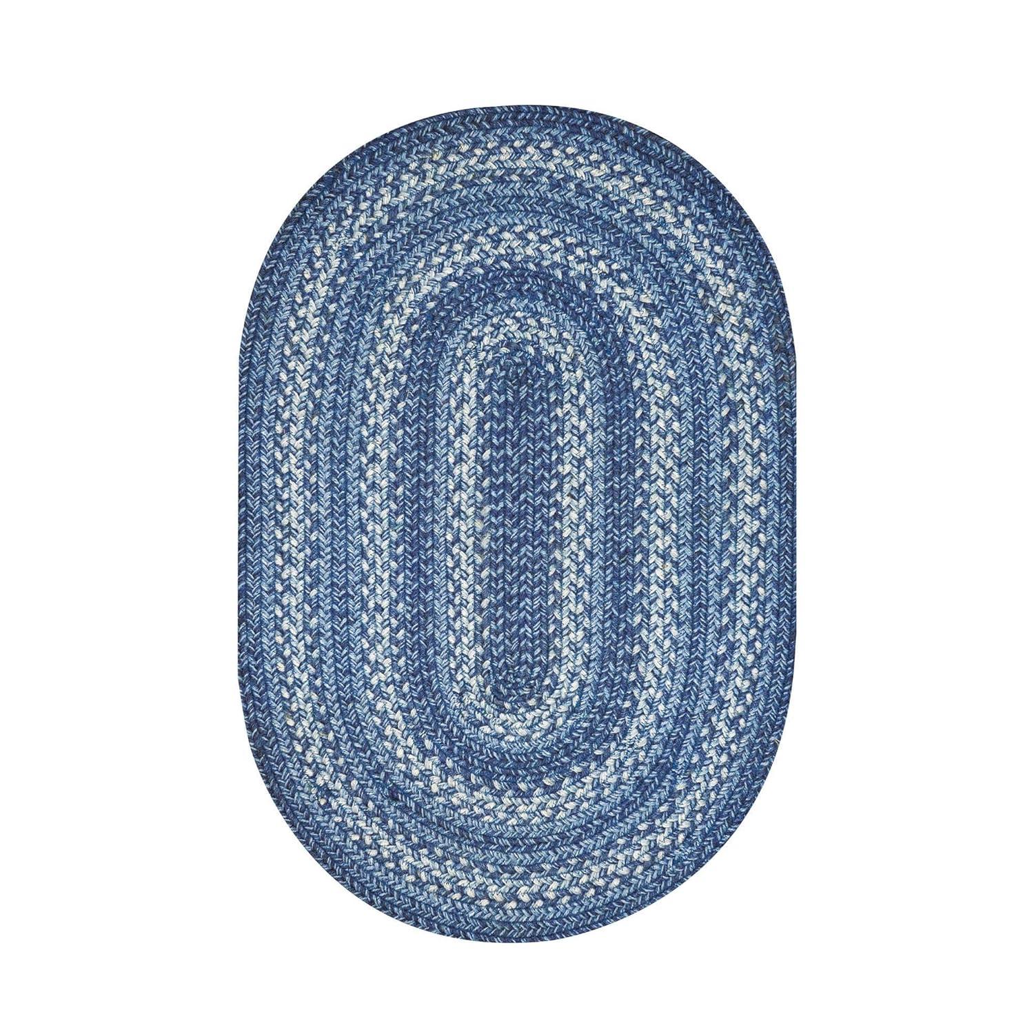 Damell Braided Non-Shedding Reversible Jute Blue Rug