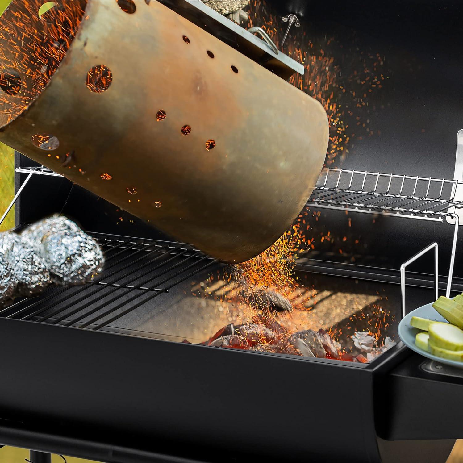 Royal Gourmet 30" Barrel Charcoal Grill with Side Shelf