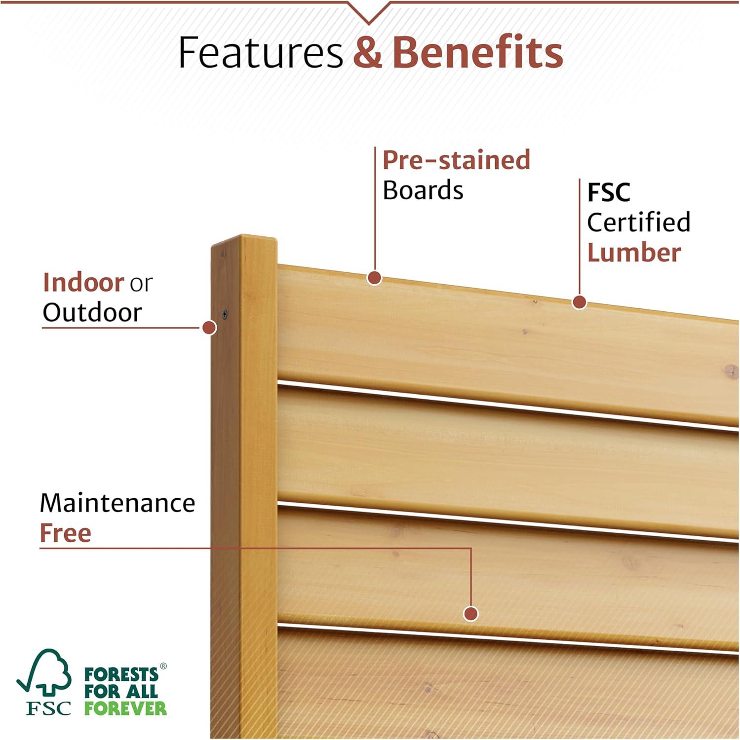 Enclo 6.1ft H x 3.1ft W (1 Panel) Freestanding or Surface Mounted Enclo Sierra Privacy Screen, Wood Fence Screen, Outdoor or Indoor Decorative Privacy Panel, Great for Balcony, Patio, Deck, EC18031