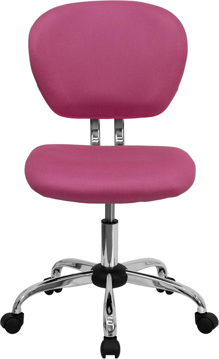 Flash Furniture Mid-Back Pink Mesh Padded Swivel Task Office Chair with Chrome Base