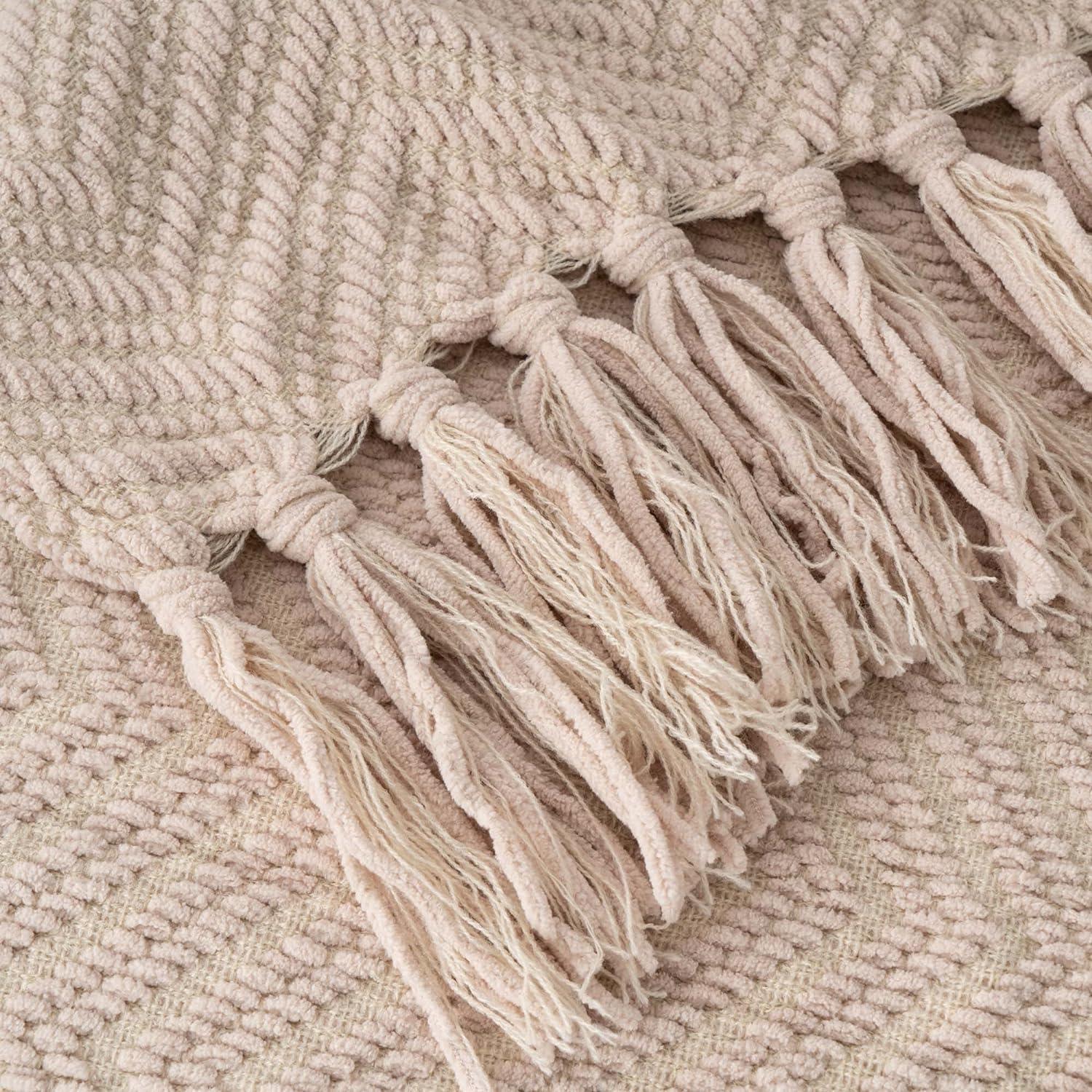 Batilo Beige Throw Blankets,Herringbone Knitted Throw,Neutral Blankets,Housewarming Gifts, 60" x 80"