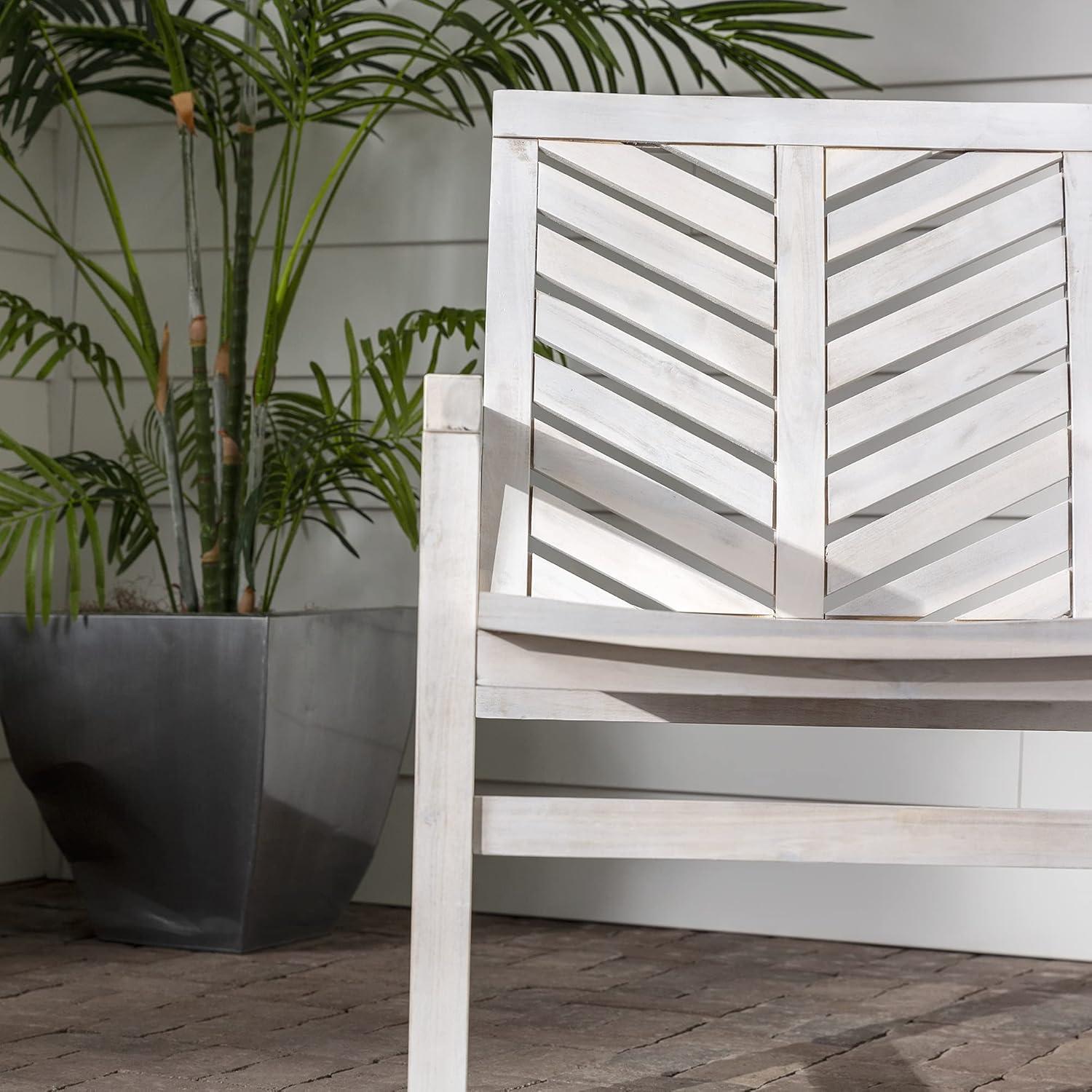 Modern Chevron Patio Chairs, Set Of 2 - White Wash