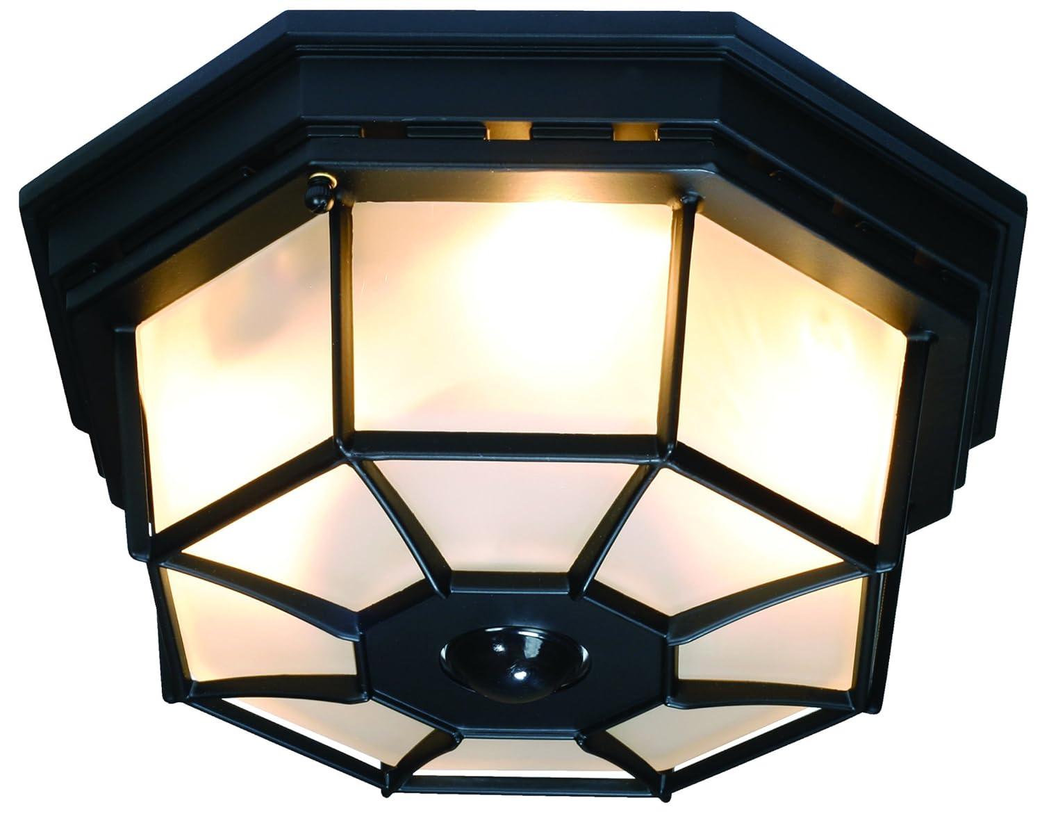 Heath Zenith Motion-Sensing Hardwired Incandescent Black Ceiling Light