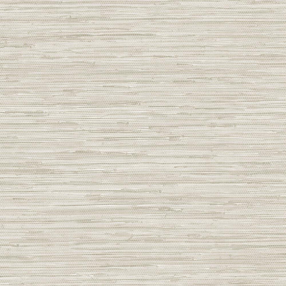 Taupe and White Embossed Grasscloth Wallpaper