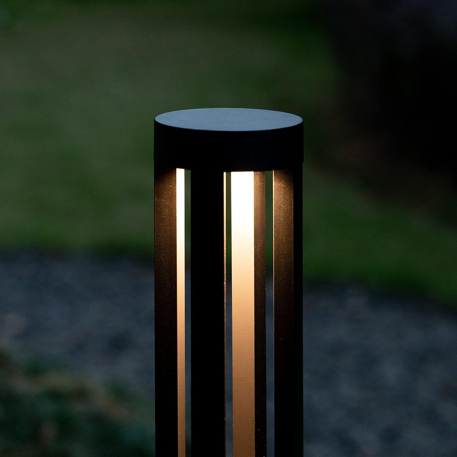 Gardenised Black Integrated LED Metal Bollard Light