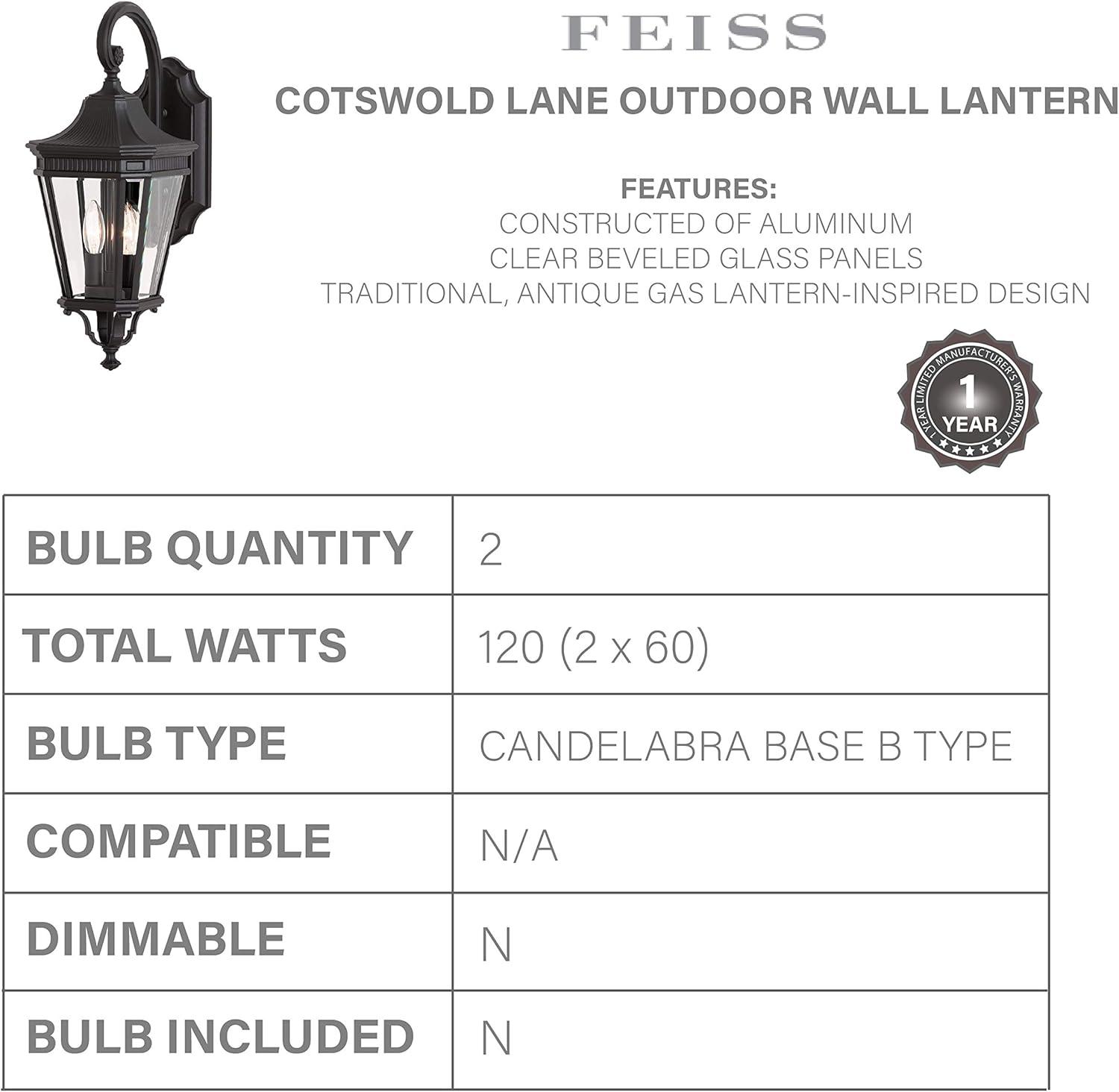 Generation Lighting Cotswold Lane 20 1/2" High Black Outdoor Wall Light