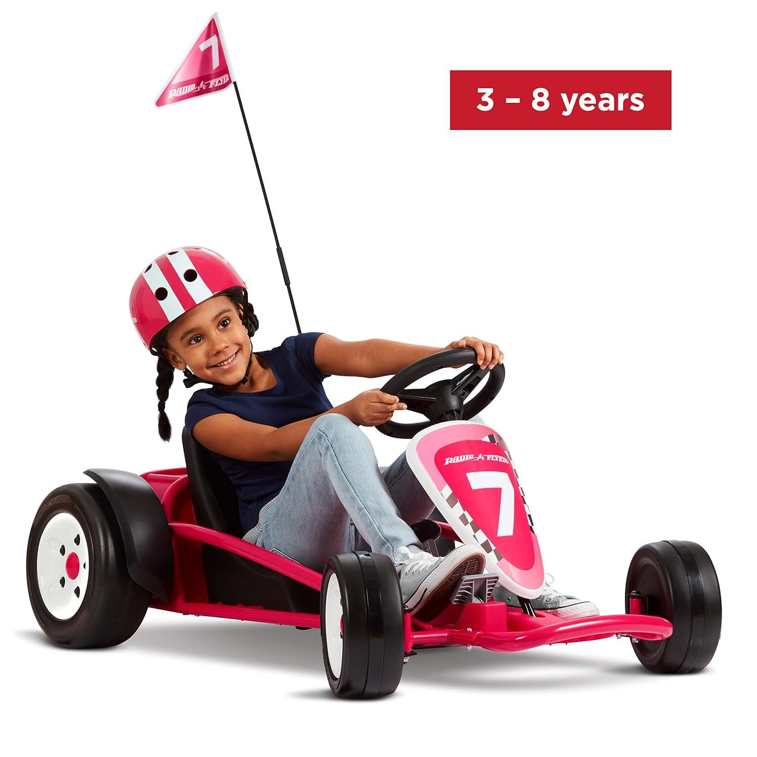 Radio Flyer Ultimate Go-Kart Kids Ride-On Toy, 24 Volts, Outdoor Fun with 3 Speed Settings and Automatic Braking, Pink