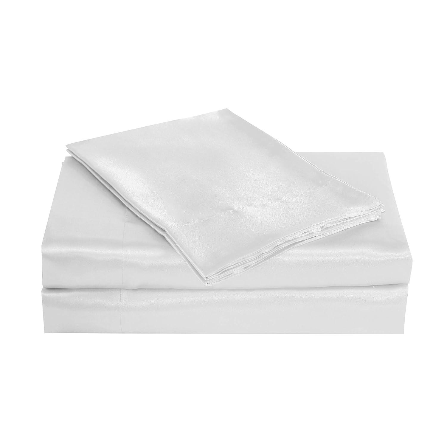 Queen Satin Sheet Set White - Belles & Whistles