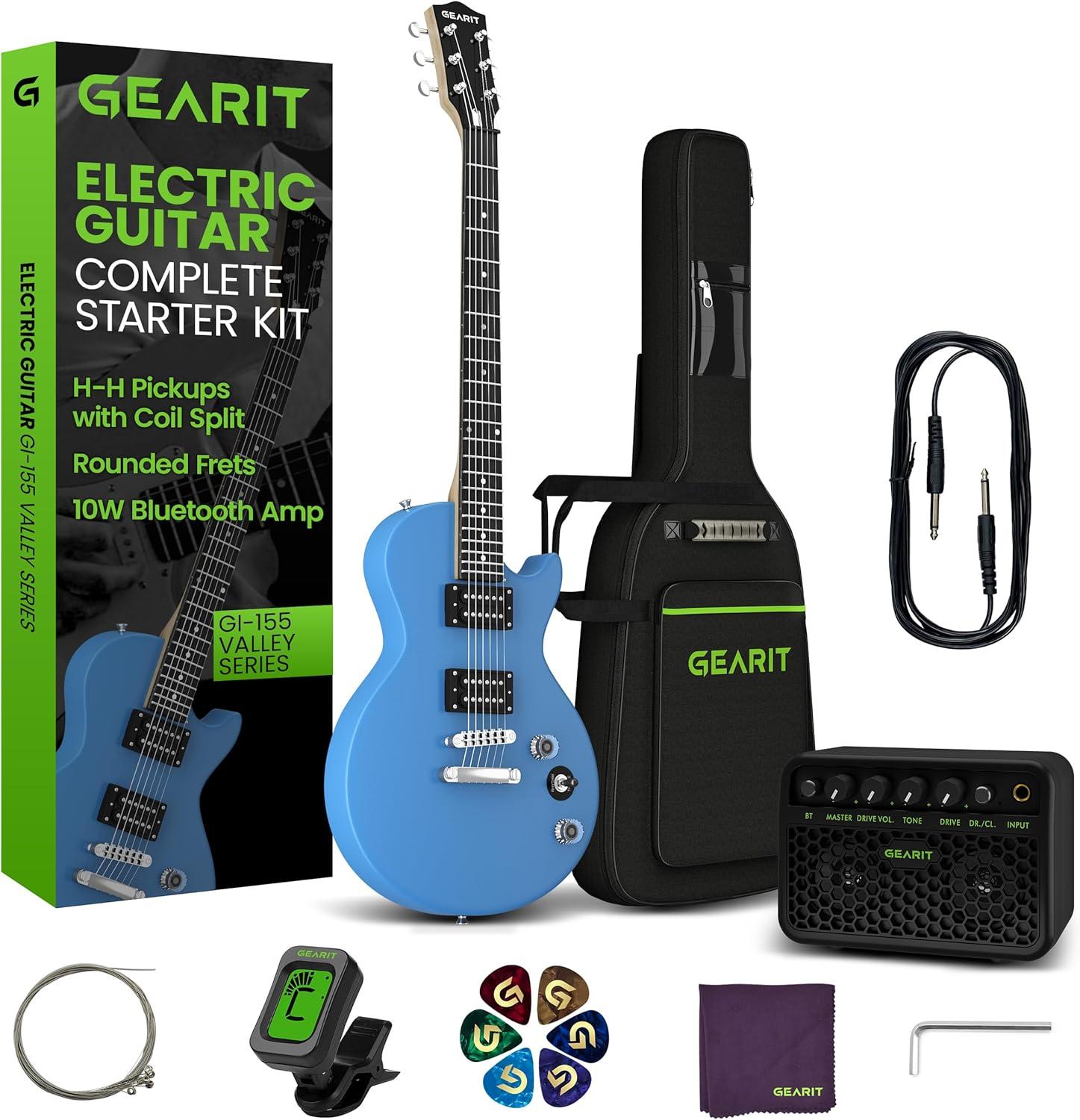GEARit Electric Guitar Valley Series, Electric Guitar Starter Kit, H-H Pickups with Coil Split w/ Amplifier, Tuner, Gig Bag, and Guitar Strap, Cable, Picks, String