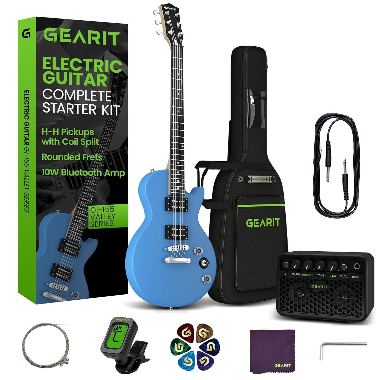 GEARit Electric Guitar Valley Series, Electric Guitar Starter Kit, H-H Pickups with Coil Split w/ Amplifier, Tuner, Gig Bag, and Guitar Strap, Cable, Picks, String