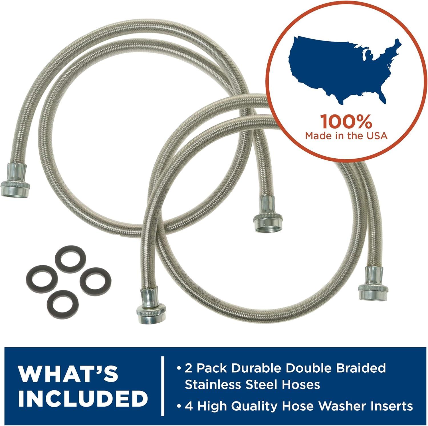 GE Appliances Mangueras de Suministro de Agua de Acero Inoxidable de 4 Pies, 2 Unidades, PM14X10005