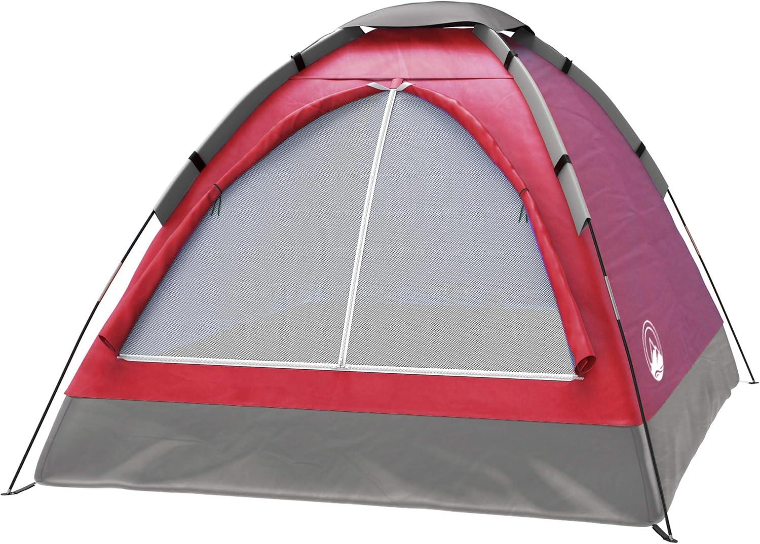 Red Three Season 2-Person Dome Camping Tent with Carry Bag