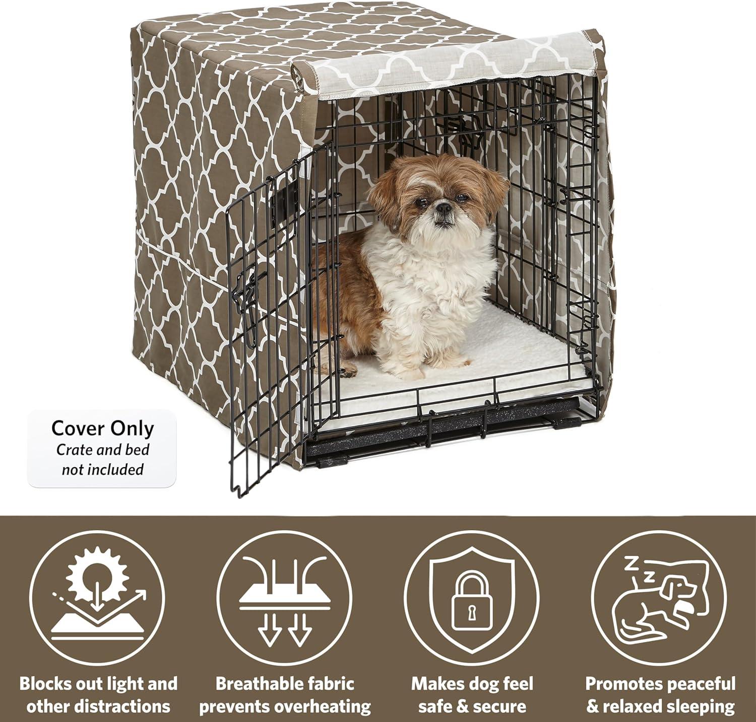 24-Inch Brown Geometric Dog Crate Cover