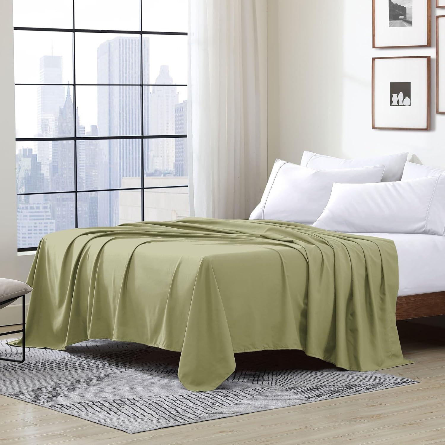 Swift Home | 1-Piece Microfiber Flat Sheet Sage King