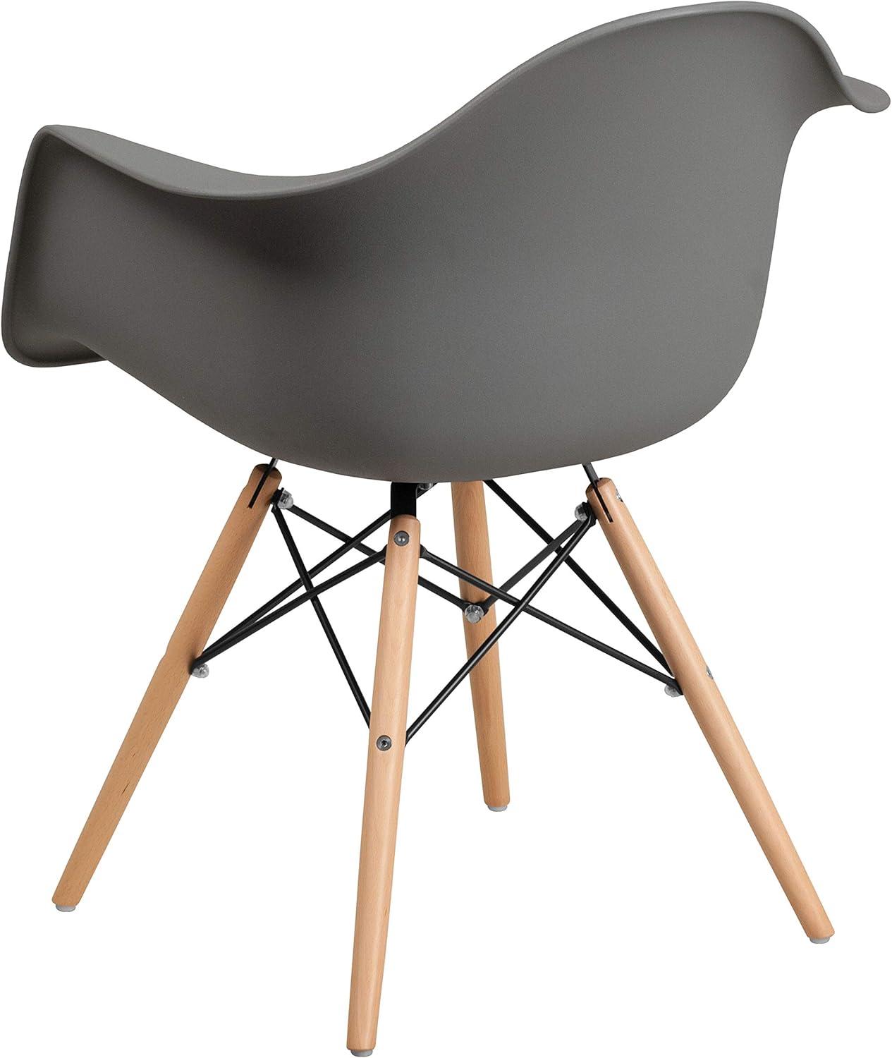 Flash Furniture Alonza Series Plastic Chair with Arms and Wooden Legs