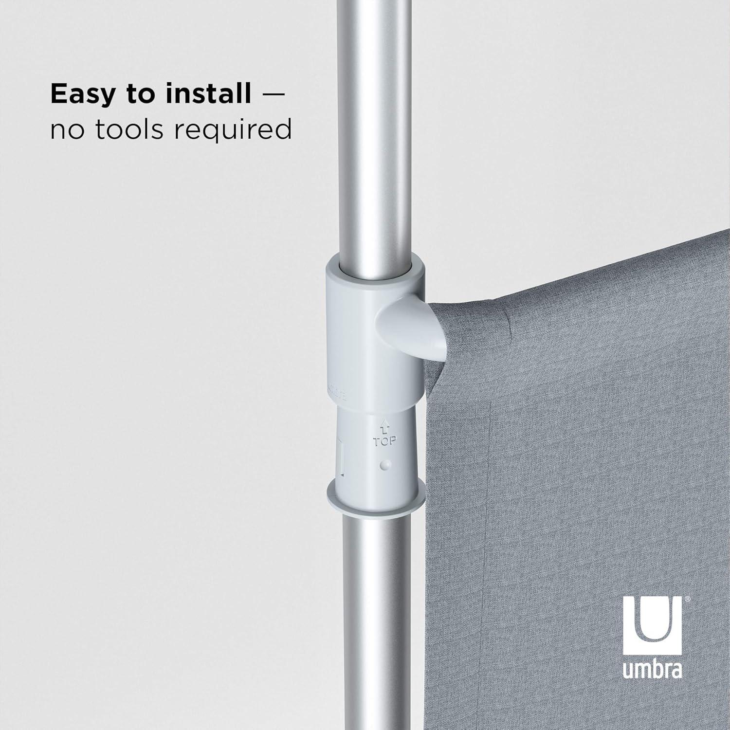 36"-66" Umbra Anywhere Curtain Rod Nickel Finish: Adjustable Tension Rod, Metal, Smooth Surface, Silver