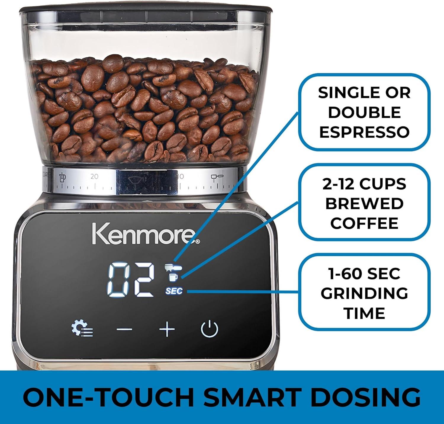 Kenmore Digital Conical Burr Coffee Grinder with 30 Grind Sizes