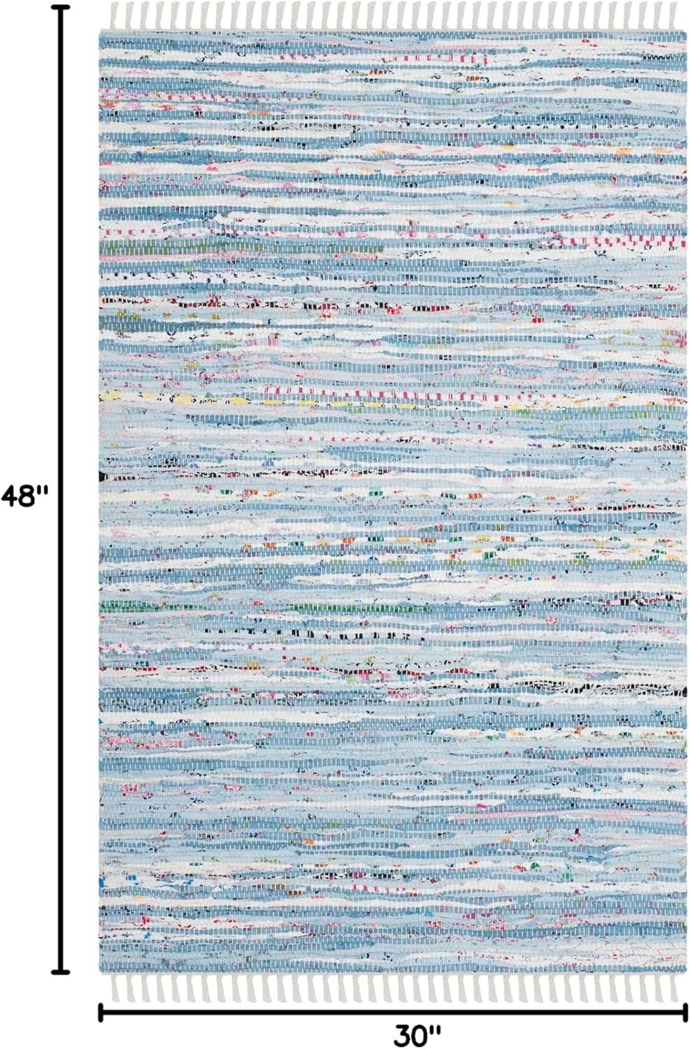 Rag Rug RAR125 Hand Woven Indoor Accent Rug - Light Blue/Multi - 2'6"x4' - Safavieh.