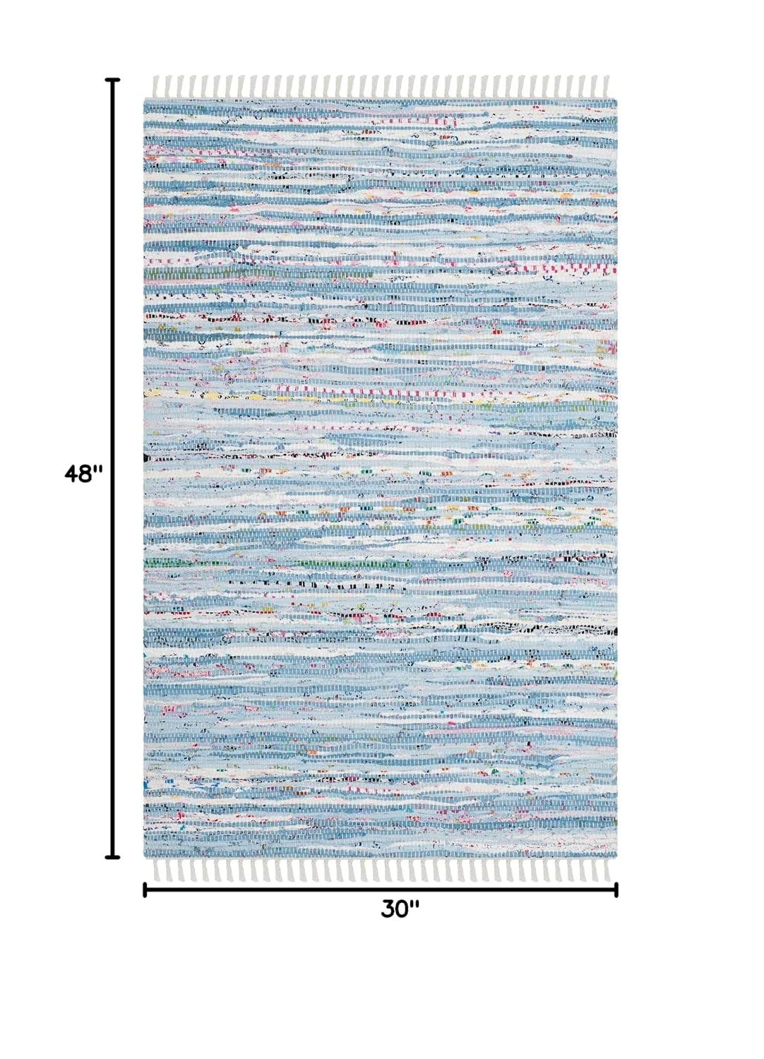 Rag Rug RAR125 Hand Woven Indoor Accent Rug - Light Blue/Multi - 2'6"x4' - Safavieh.