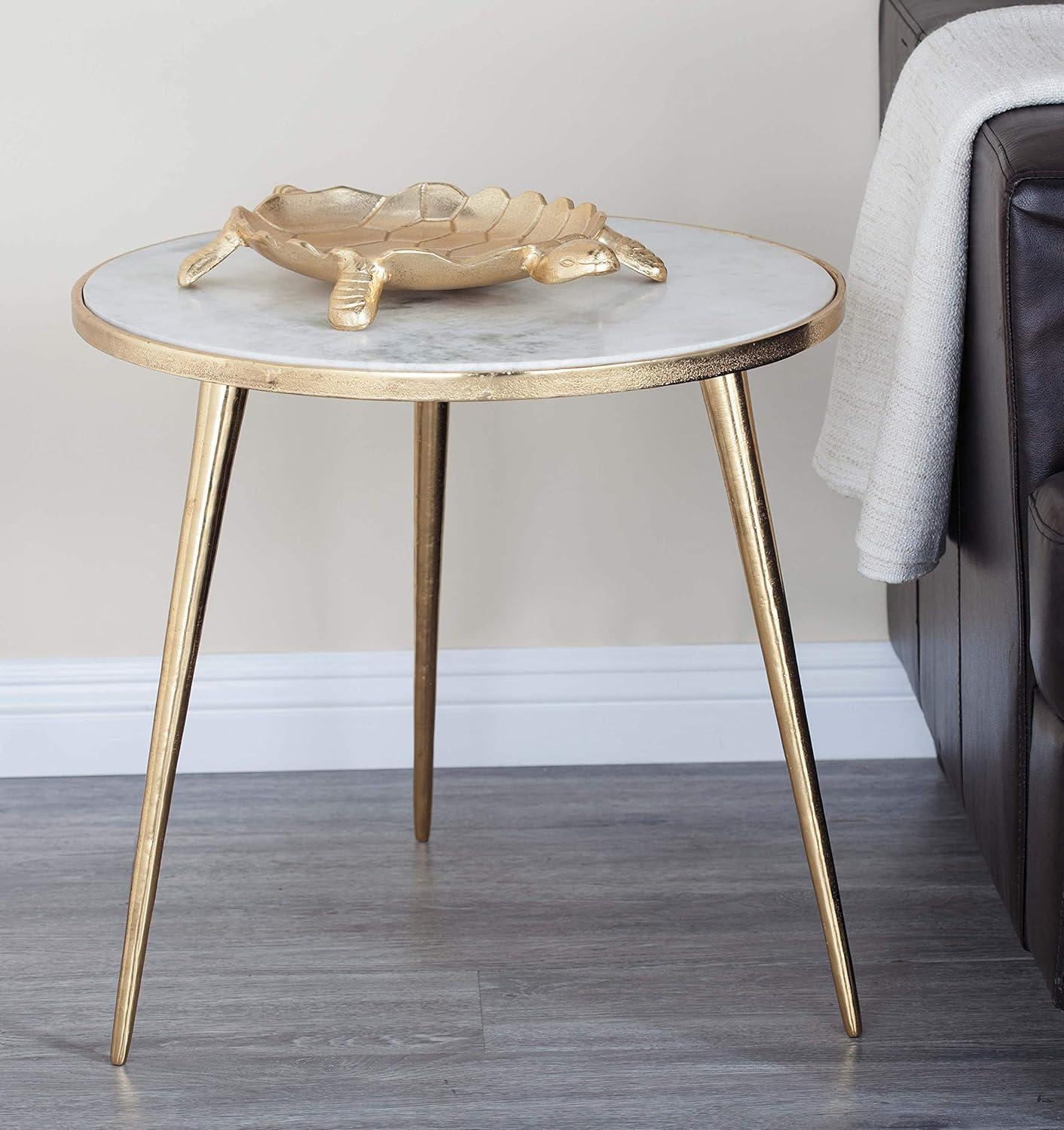 Contemporary Marble Accent Table Gold - Olivia & May: Indoor Use, Splayed Legs, Modern Style