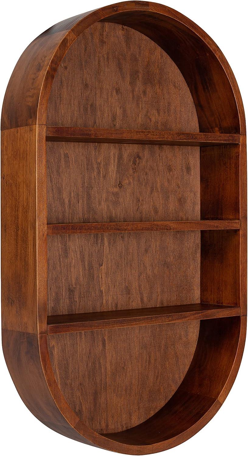 Minx Oval Solid Mango Wood Accent Wall Shelf