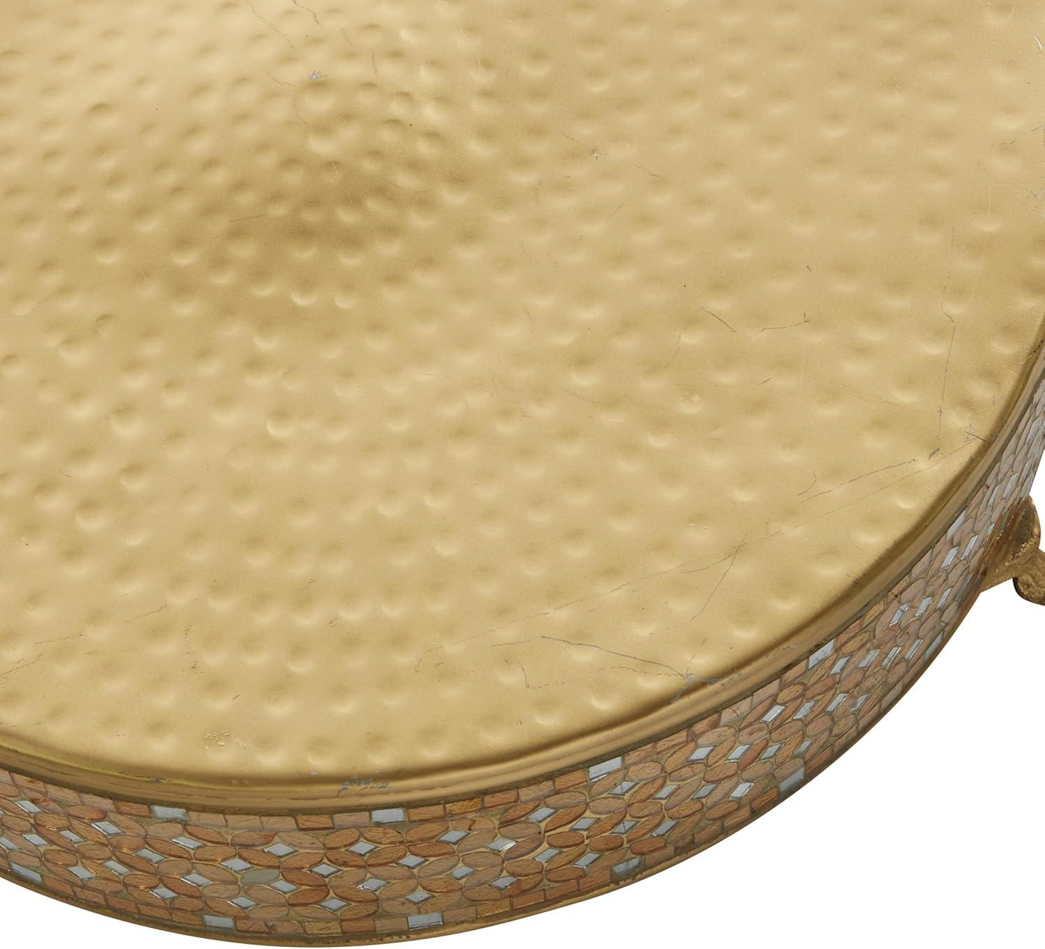 DecMode Metal Gold Glam Mosaic Patterned Decorative Cake Stand, Set of 3 19", 17", 13"W