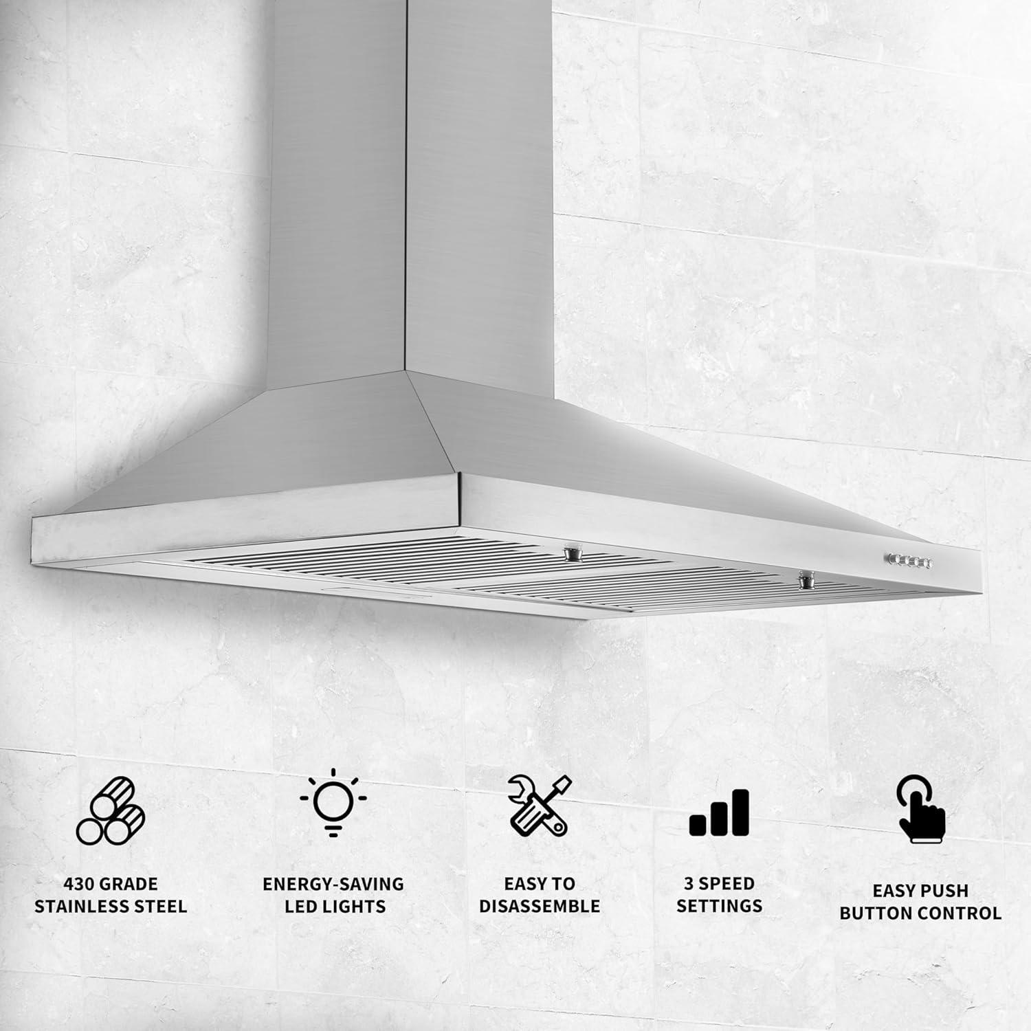 30-Inch Brushed Stainless Steel Wall Mount Range Hood