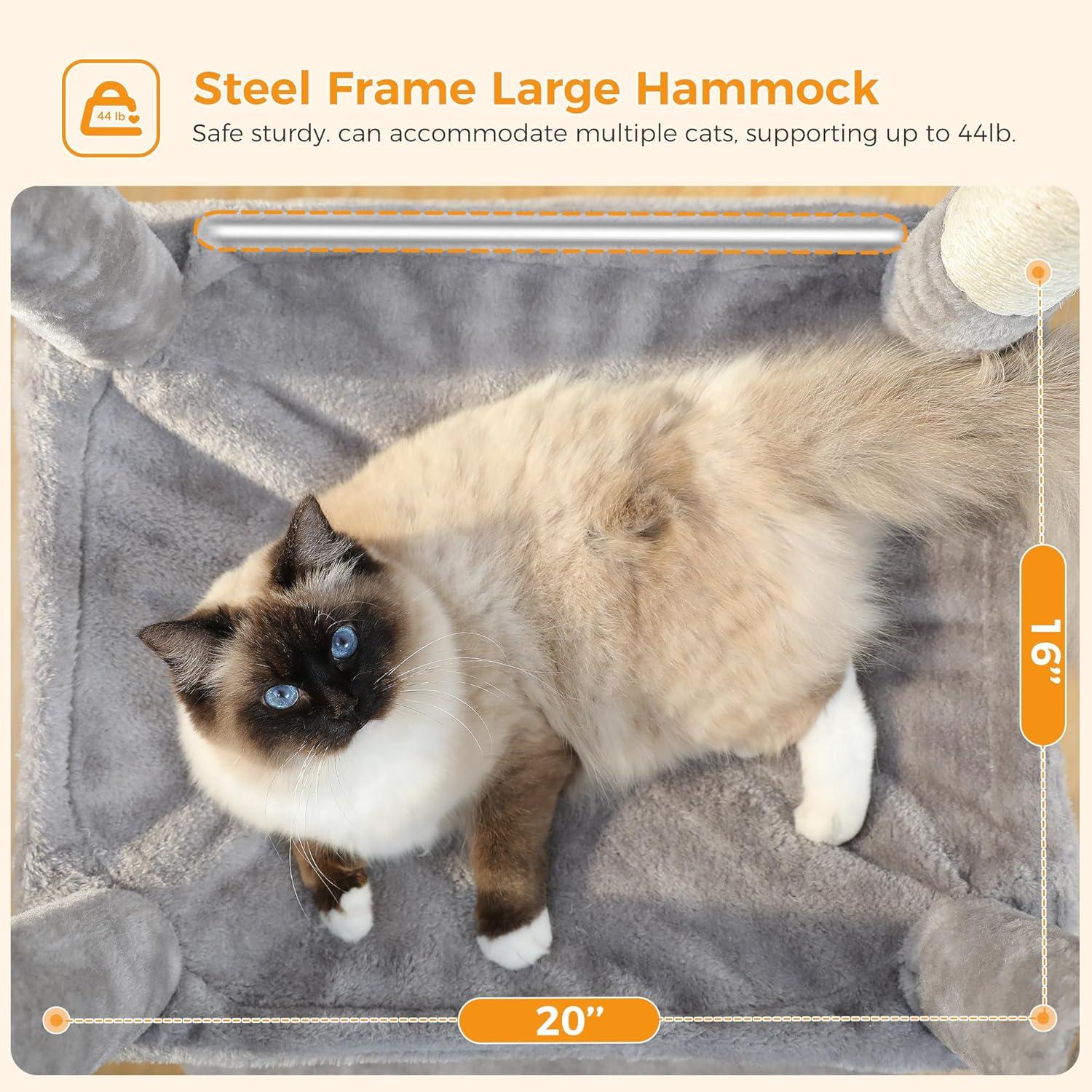 56.3" Indoor Multi-Level Tall Cat Tower With Large Hammock, Scratching Posts, Cozy Condo And Top Perch