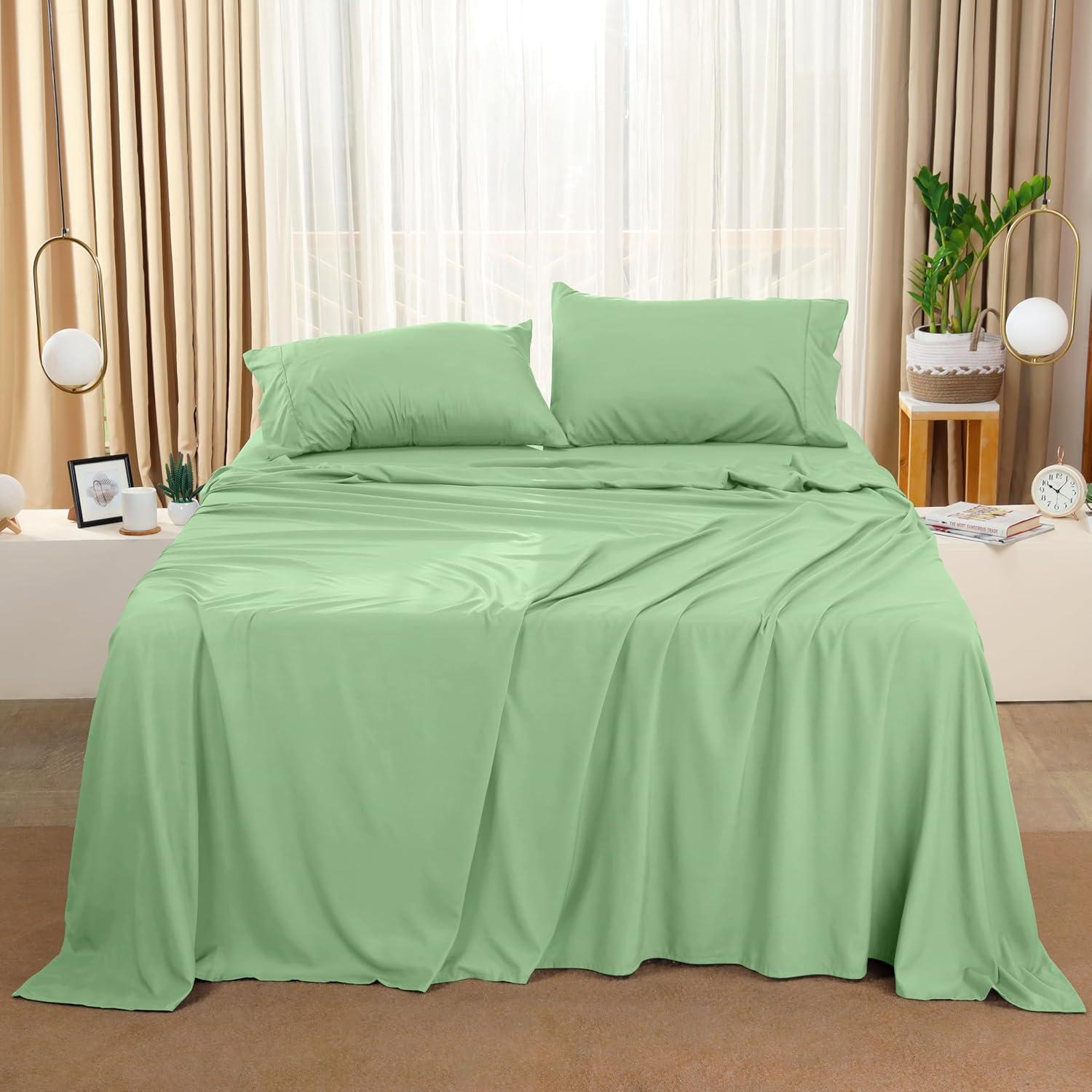 Utopia Bedding Queen Sheet Set – 4 Piece Bed Sheets for Queen Size Bed, Soft and Breathable Microfiber, Includes 1 Fitted Sheet, 1 Flat Sheet and 2 Pillowcases (Sage)